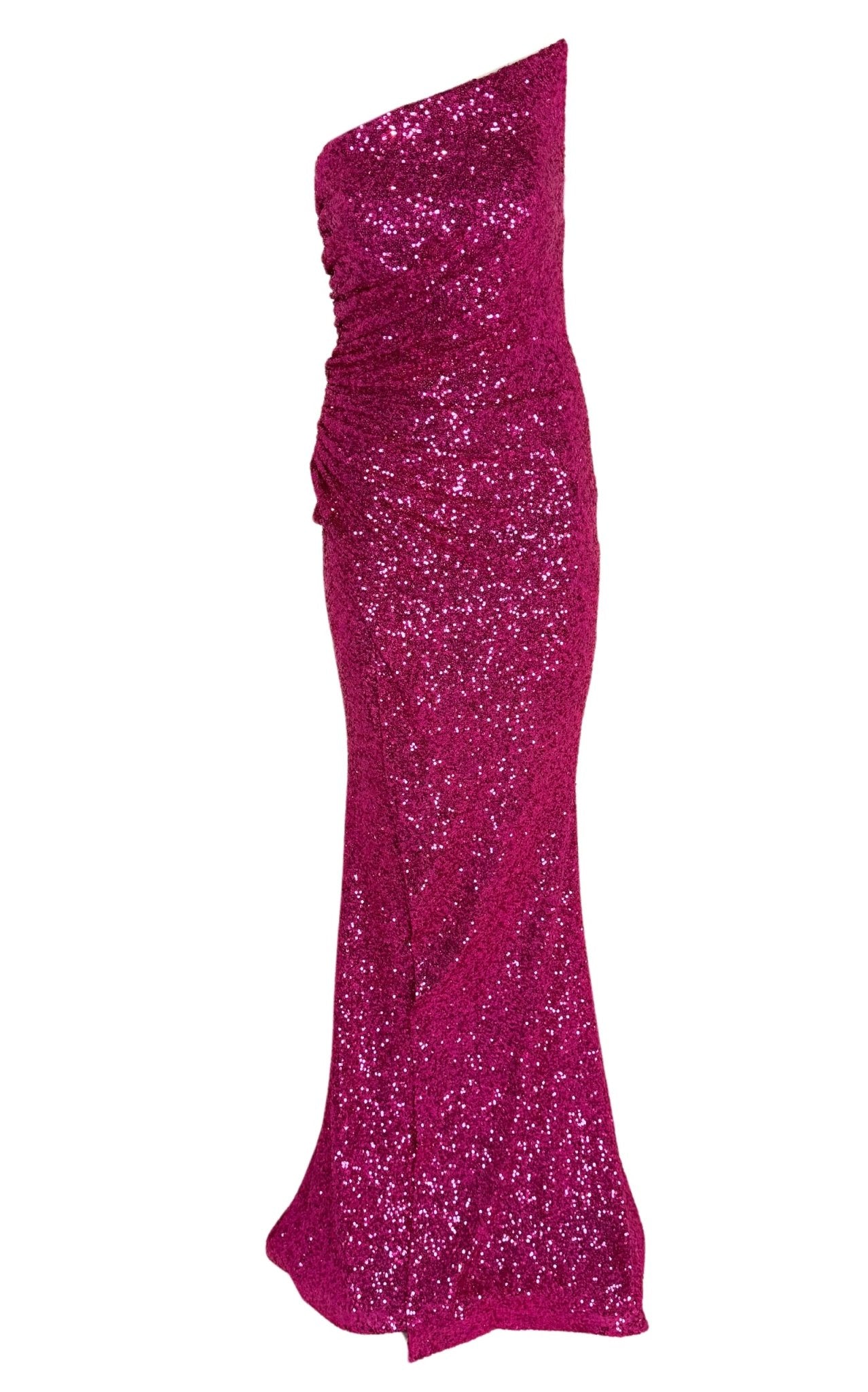 Cult Moda Fuchsia Sequin Asymmetric Bustier Cocktail Prom Dress - Runway Catalog