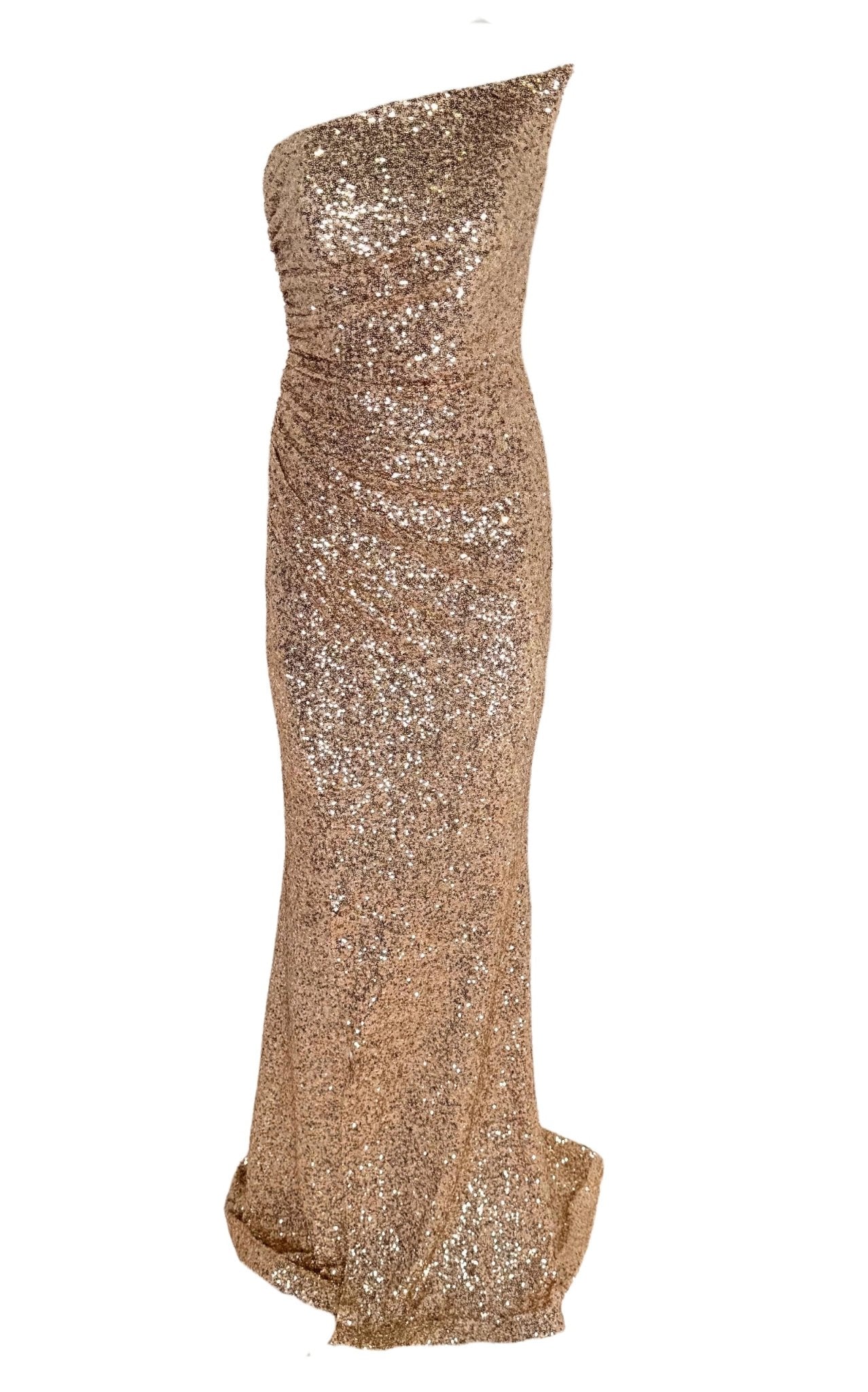 Cult Moda Gold Sequin Asymmetric Bustier Cocktail Prom Dress - Runway Catalog