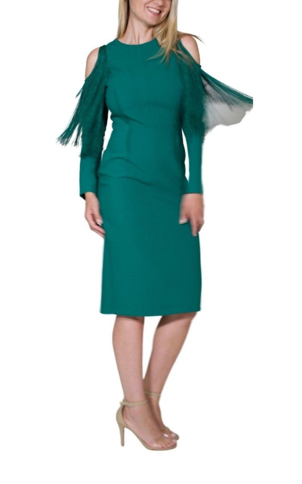 Cult Moda Green Cold Shoulder Fringe Dress - Runway Catalog
