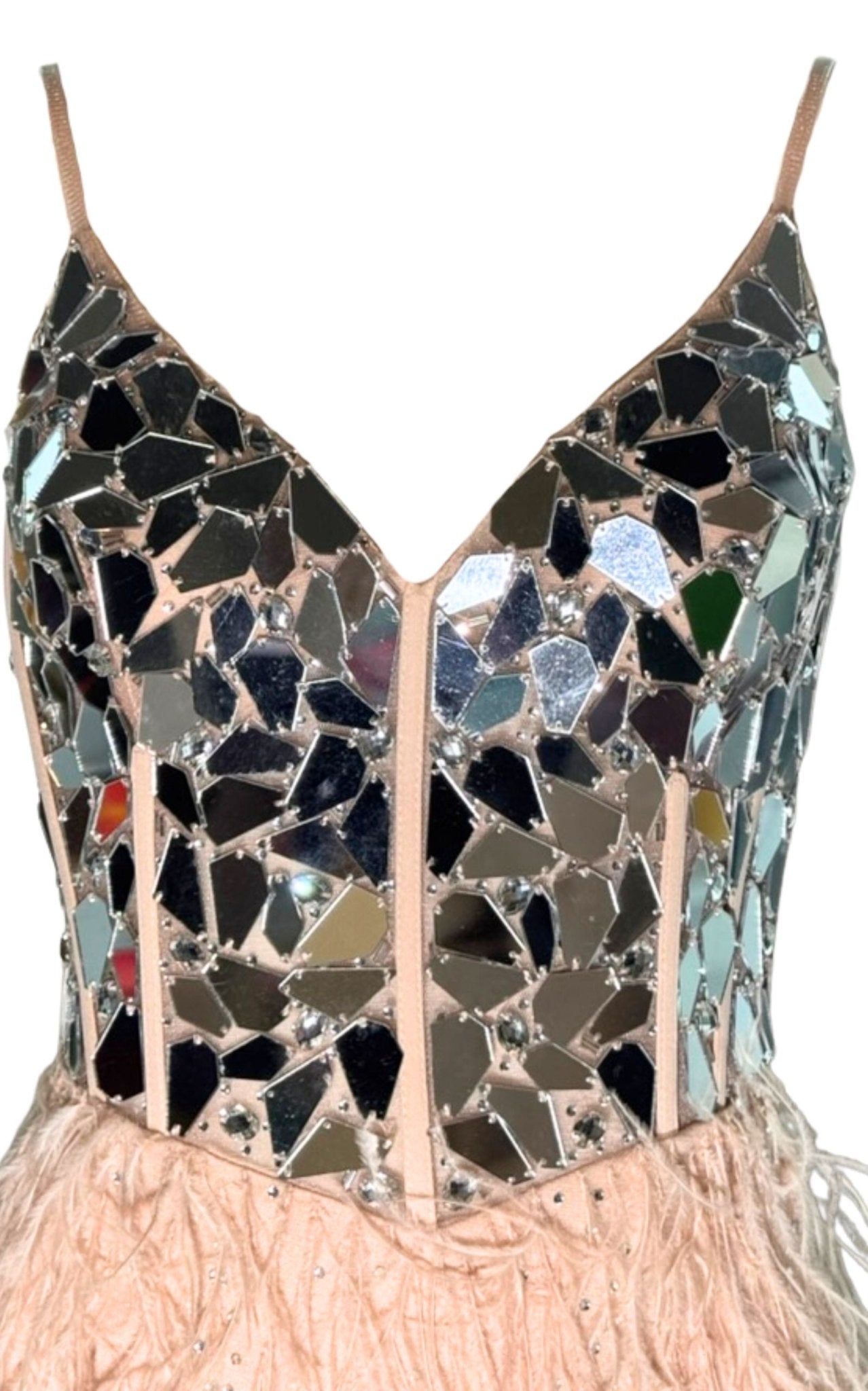 Cult Moda Mirror Fragment Corset Bodice Maxi Formal Gown Dress - Runway Catalog