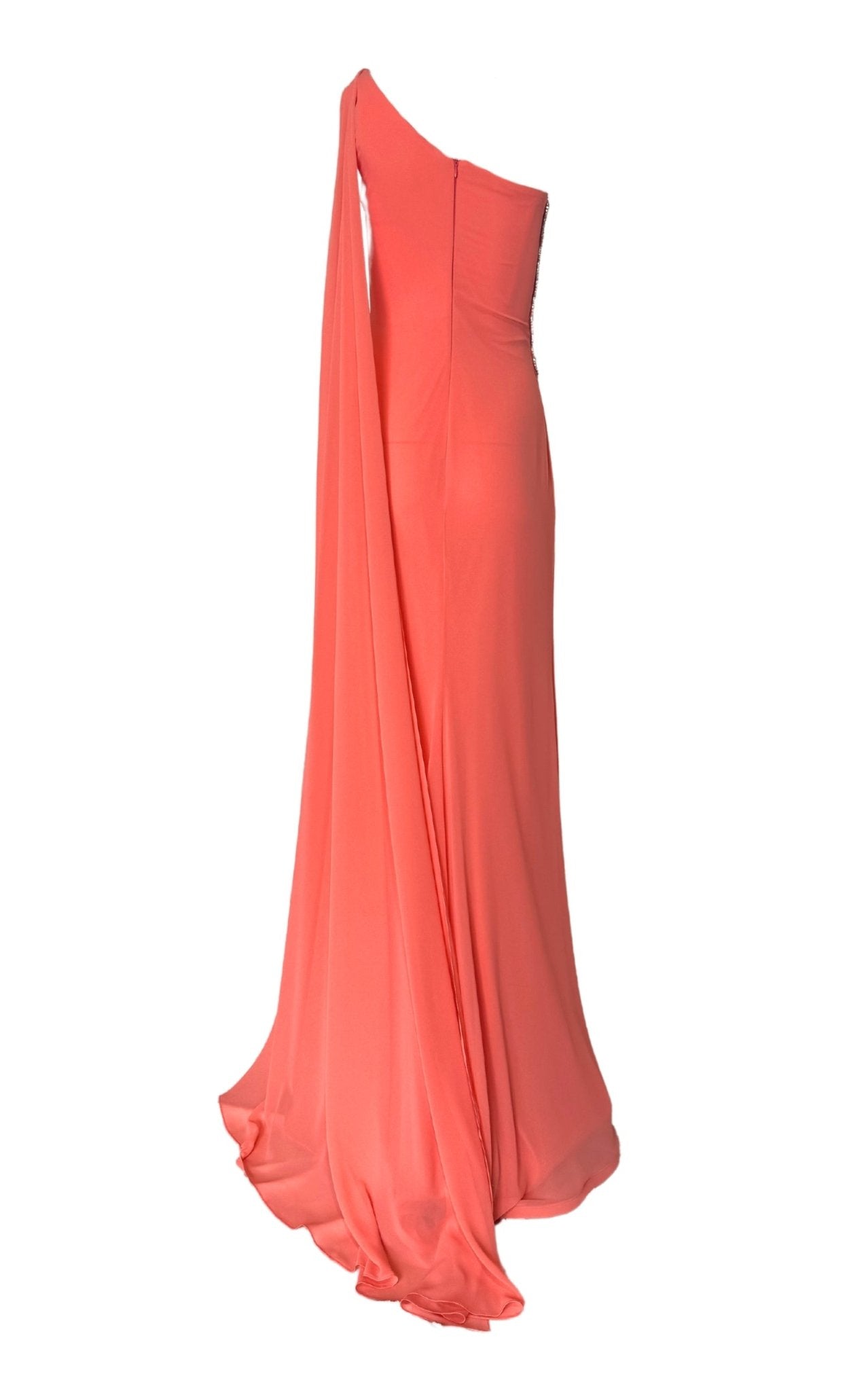 Cult Moda One Shoulder Beaded Gown in Coral - Runway Catalog
