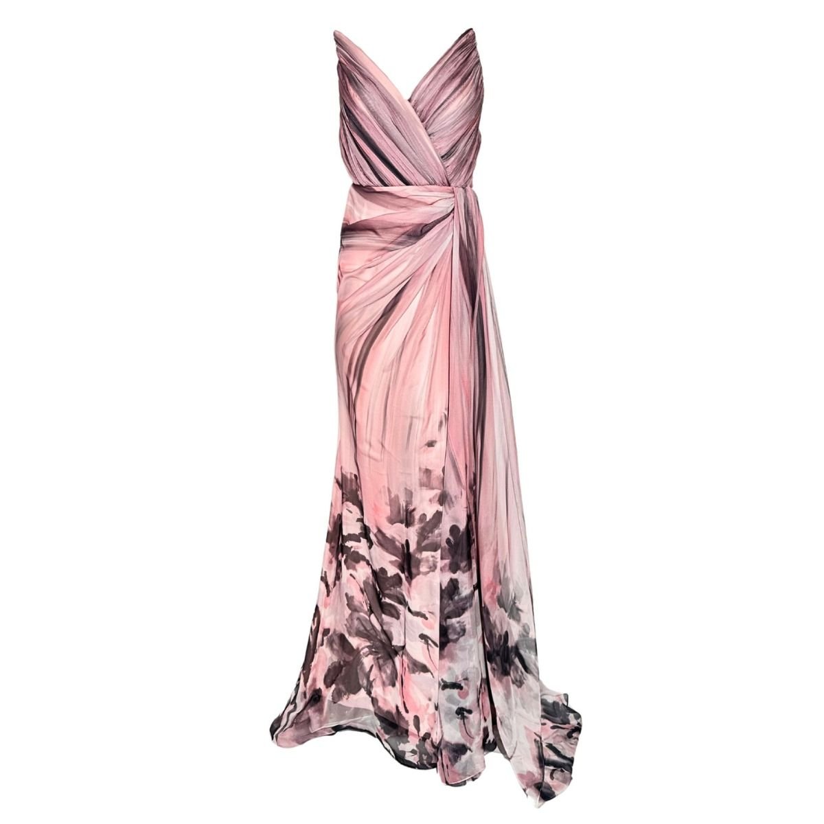 Cult Moda Pink Strapless Chiffon Evening Prom Dress - Runway Catalog