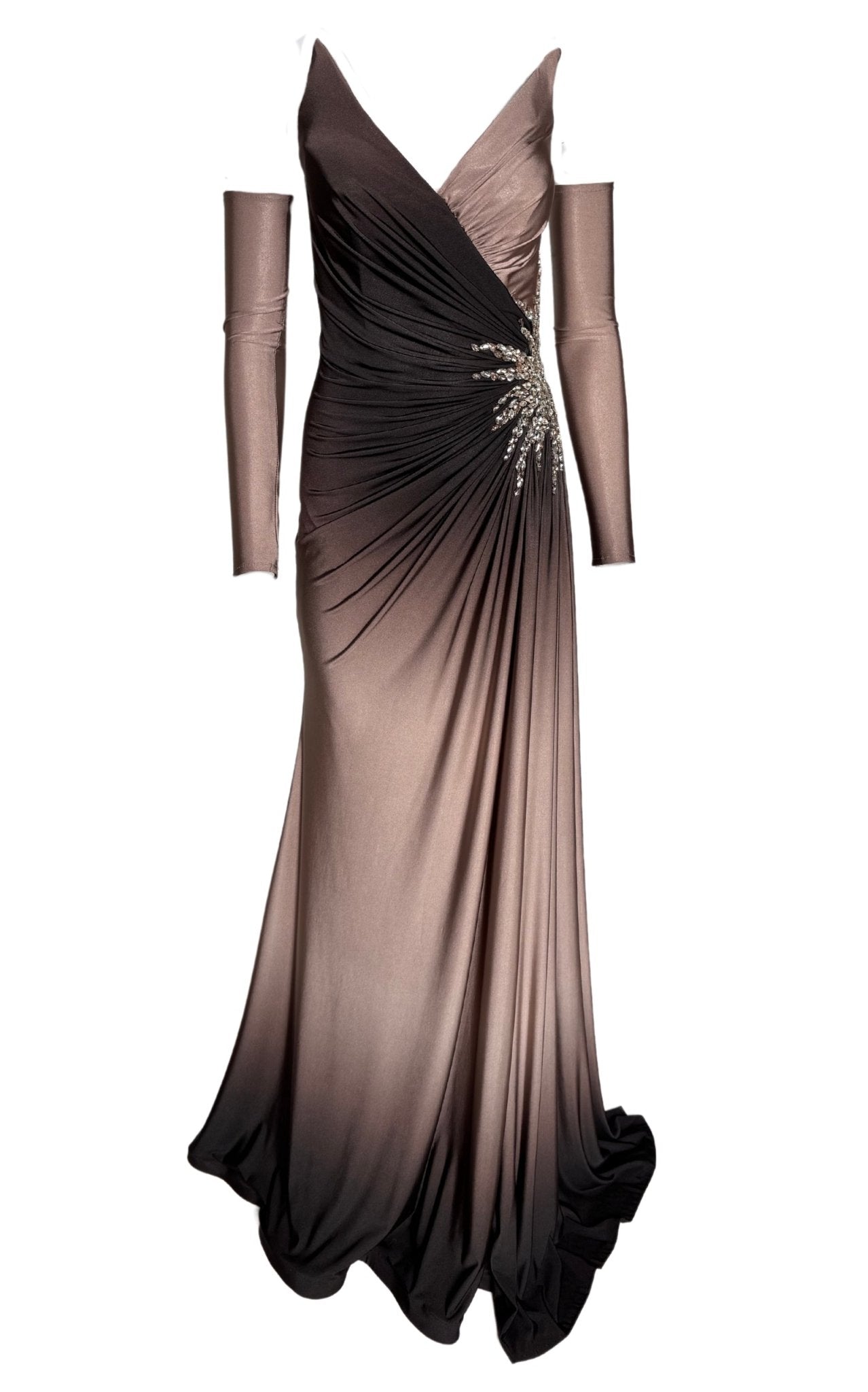 Cult Moda Rhinestone Embellished Grey Ombre Party Dress to Impress - Runway Catalog