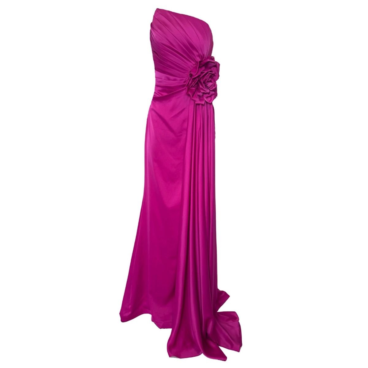 Cult Moda Strapless Asymmetric Fuchsia Prom Dress - Runway Catalog
