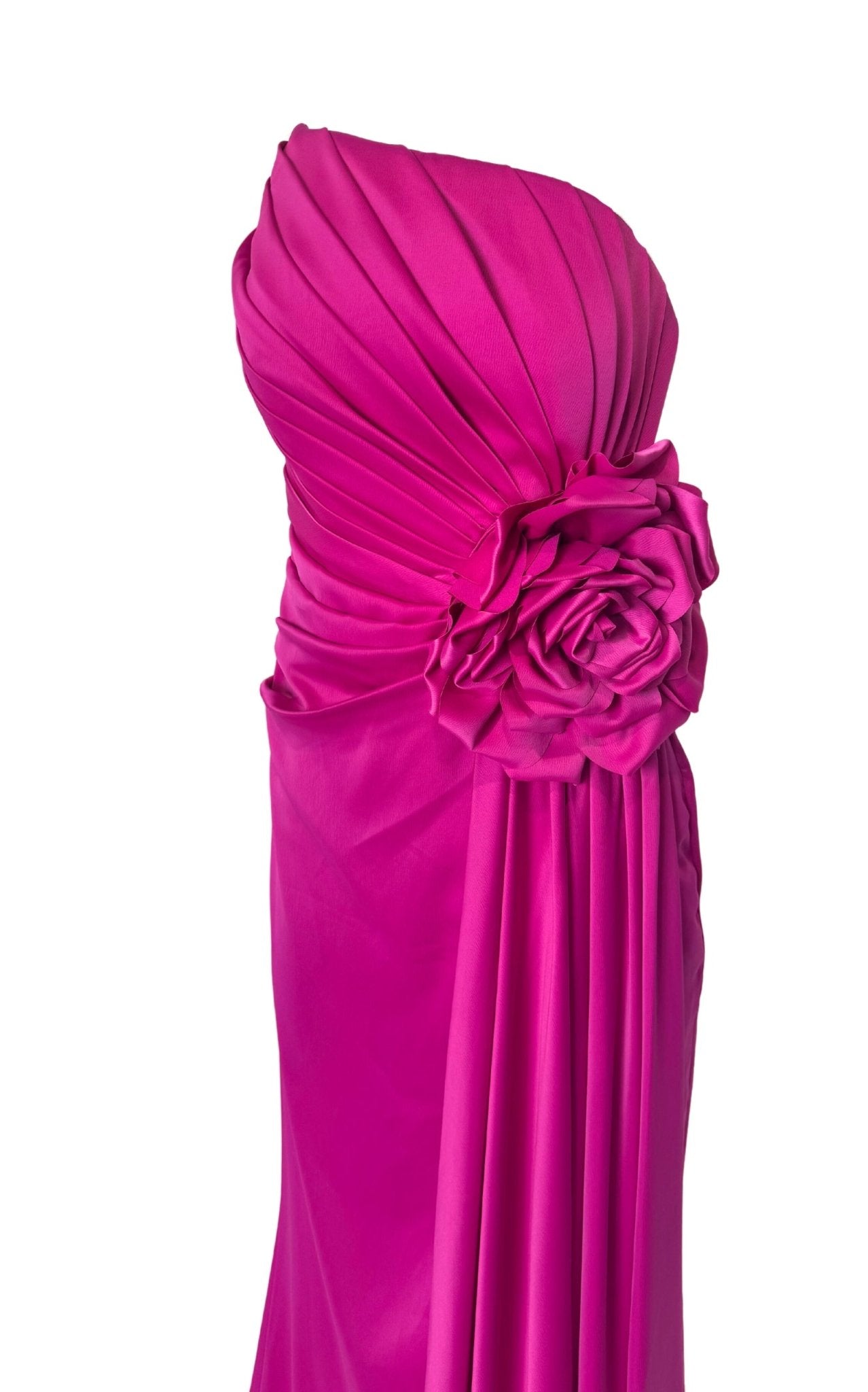 Cult Moda Strapless Asymmetric Fuchsia Prom Dress - Runway Catalog