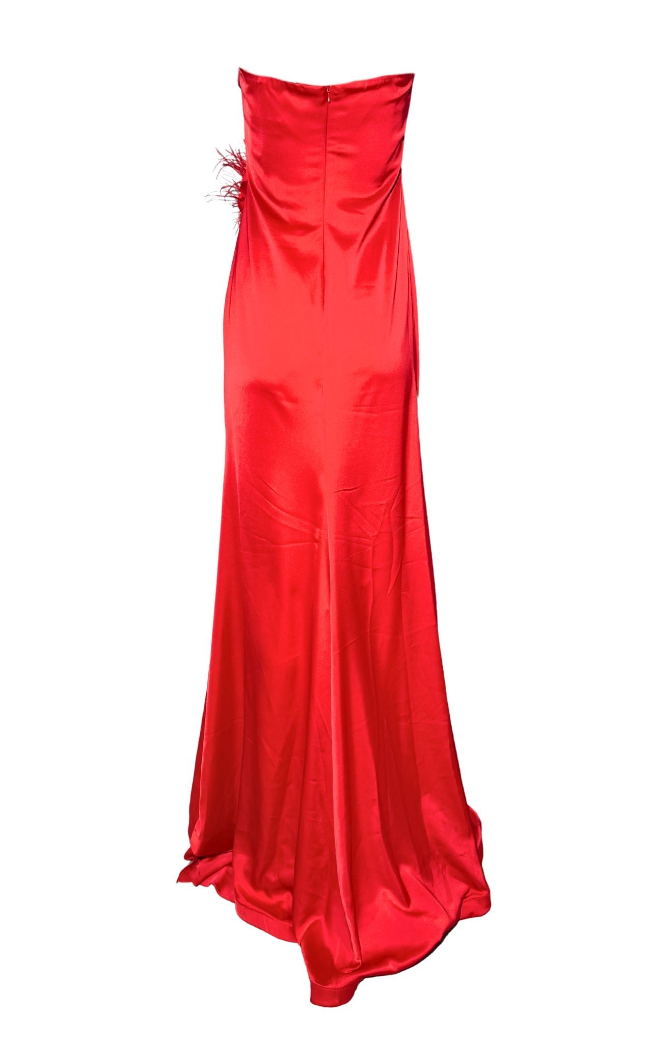 Cult Moda Strapless Draped Satin Gown in Scarlet Red - Runway Catalog