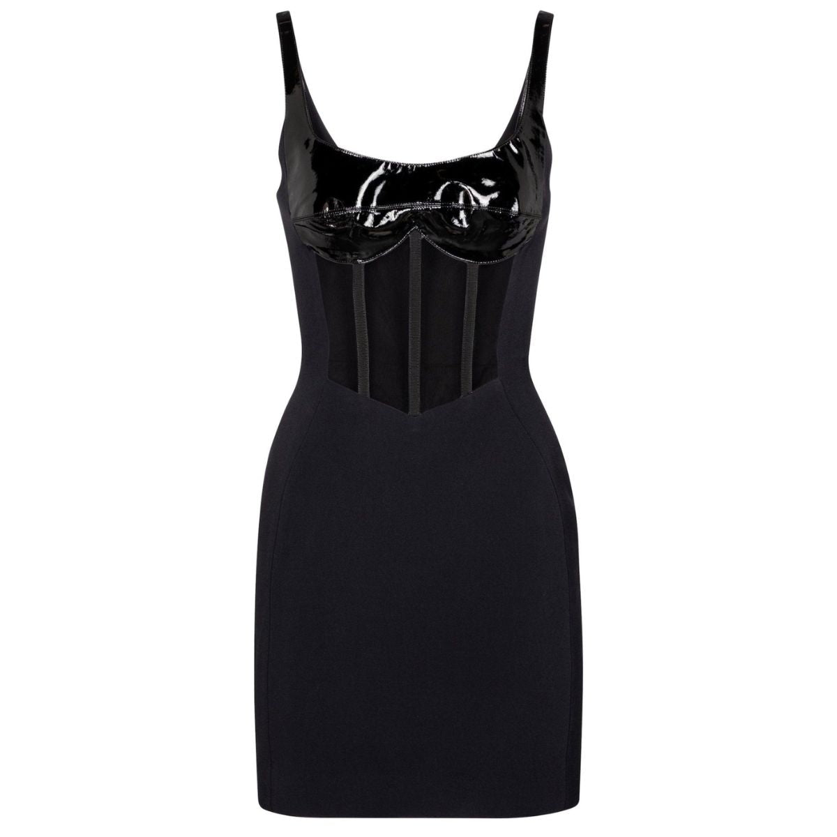 David Koma Patent Leather Corset Mini Dress - Runway Catalog