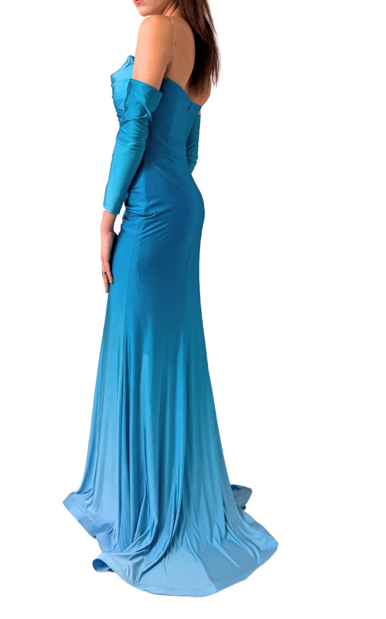 Dekolte Rhinestone Embellished Blue Ombre Gown - Runway Catalog