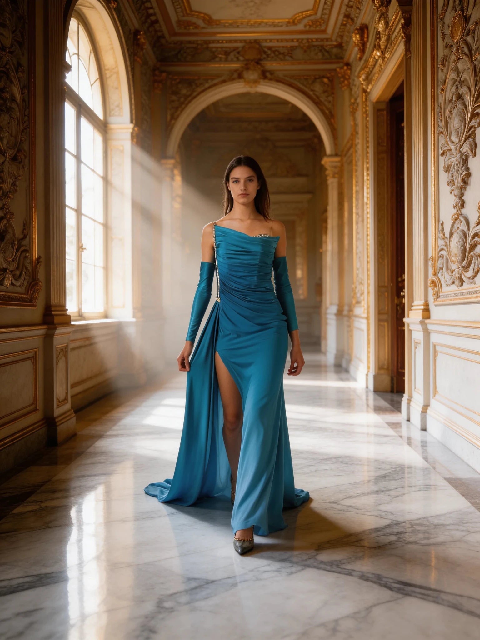 Dekolte Rhinestone Ombre Evening Gown - Runway Catalog