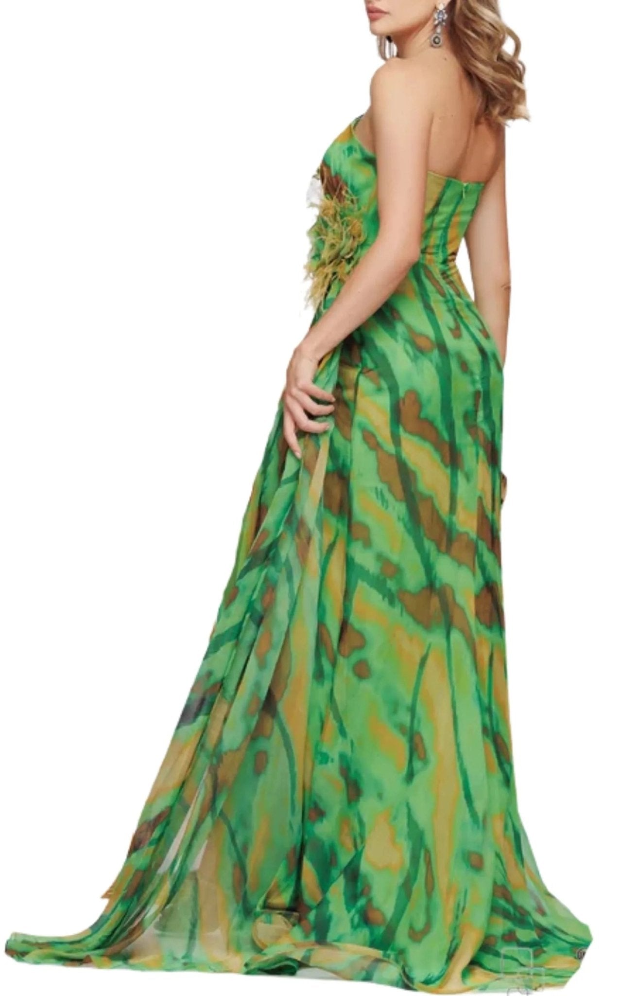 Dekolte Strapless Green Cocktail Party Dress - Runway Catalog
