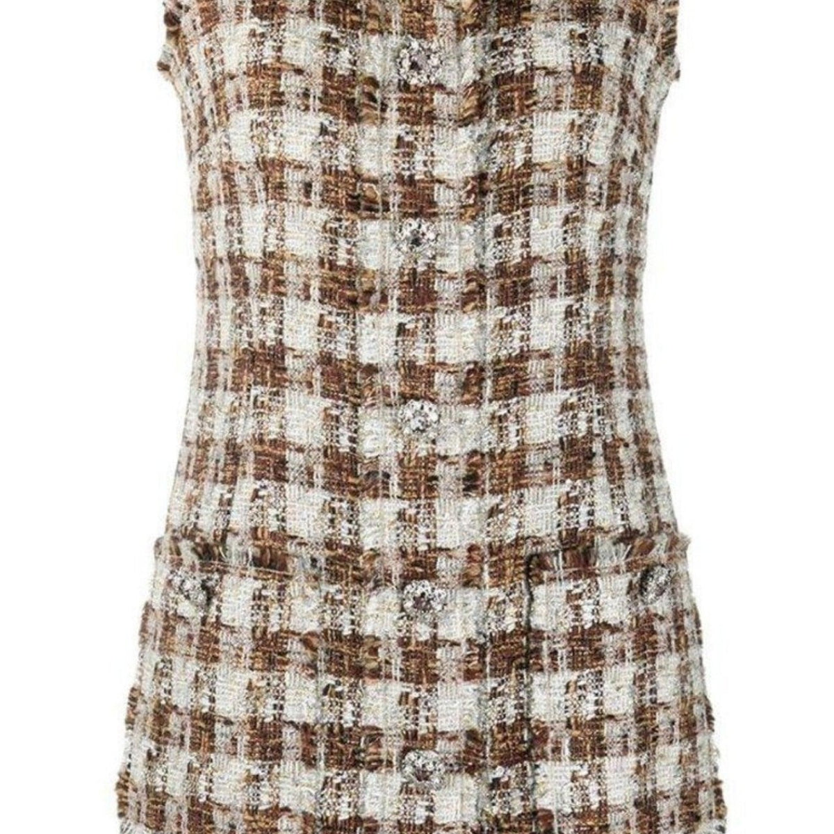 Dolce & Gabbana Embellished Checked Tweed Shift Dress – Runway Catalog