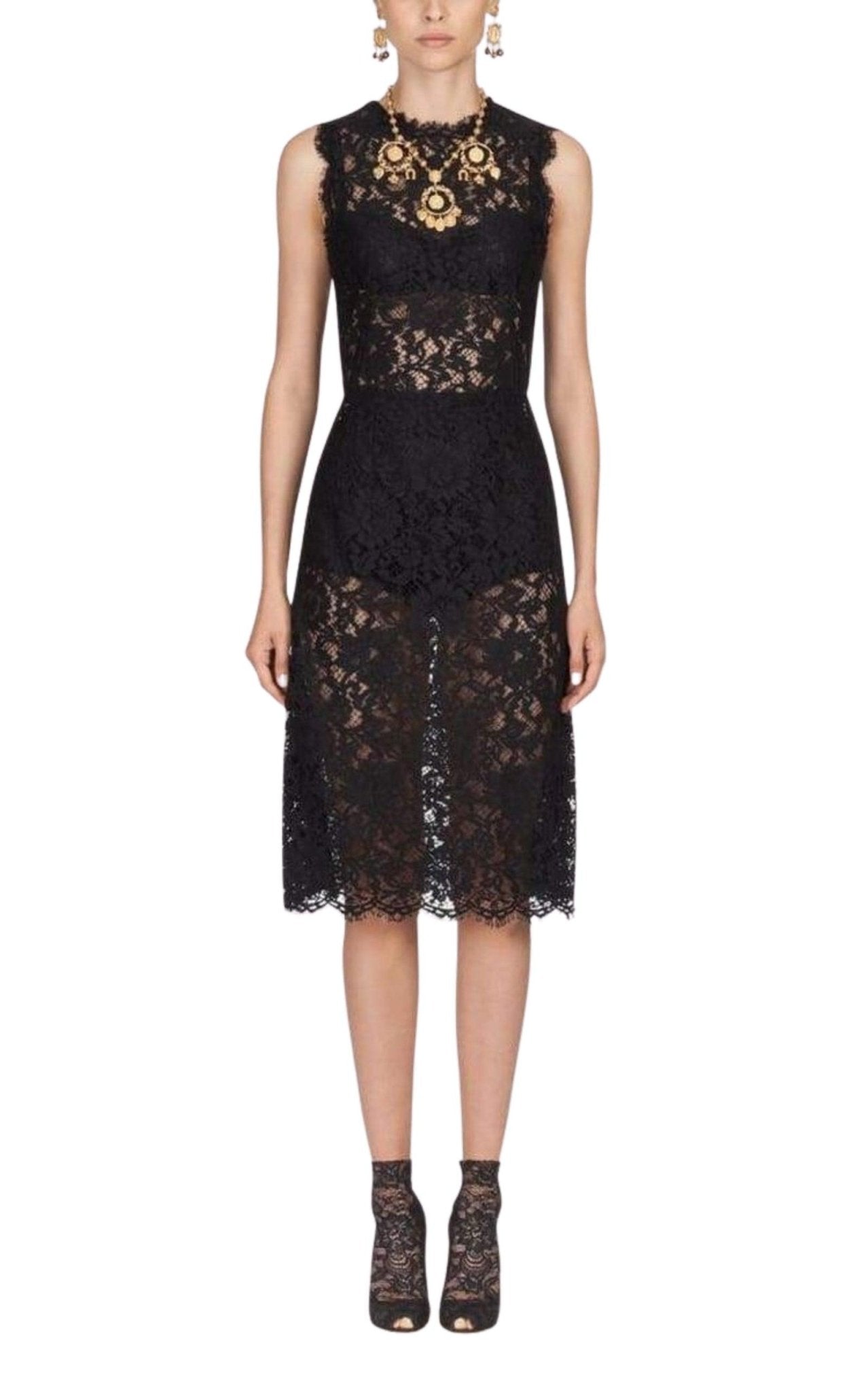 Dolce & Gabbana Stiefeletten mit floraler Spitze – Laufsteg-Katalog