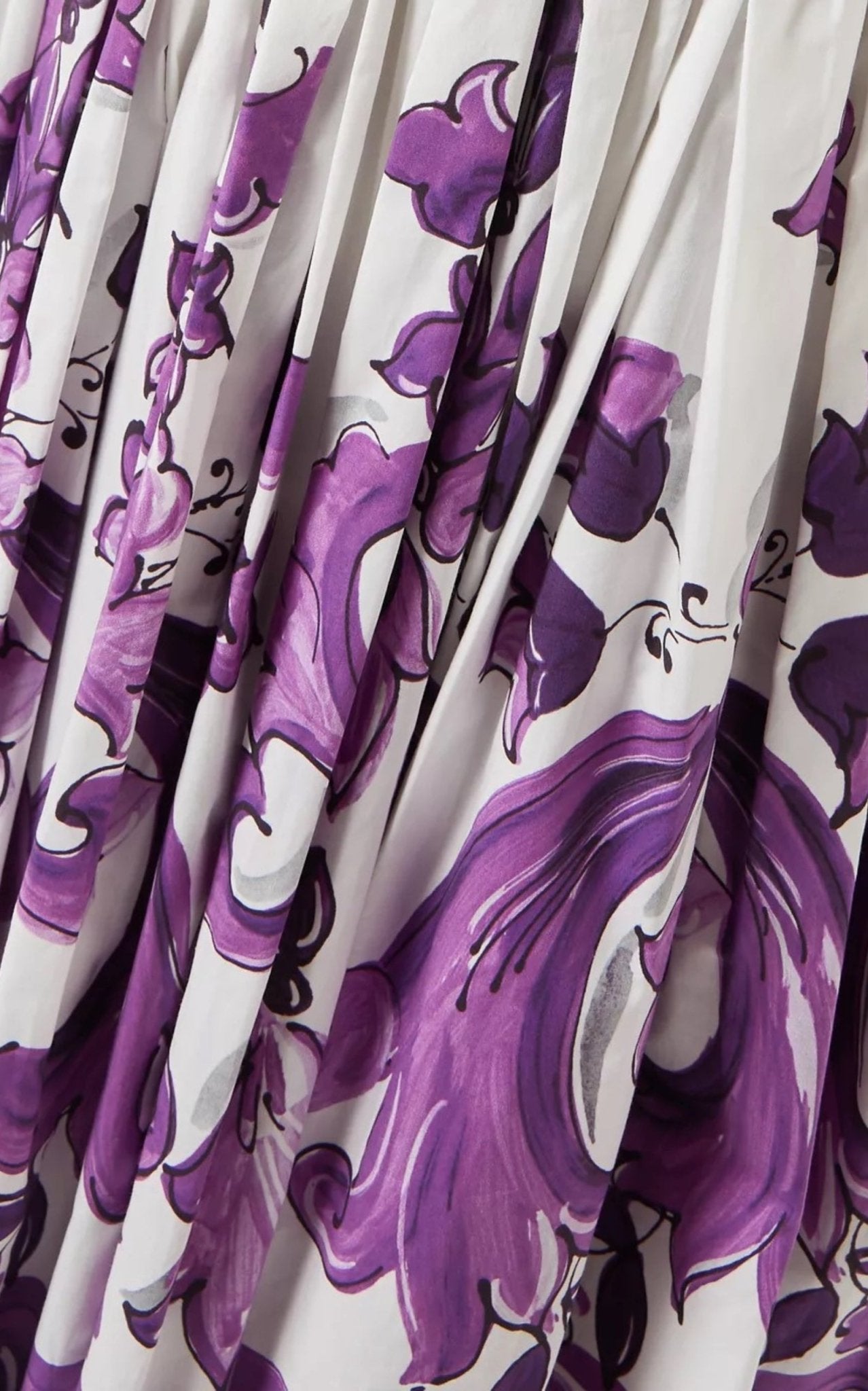 Detail view of Dolce & Gabbana Majolica print on cotton dress made in Italy