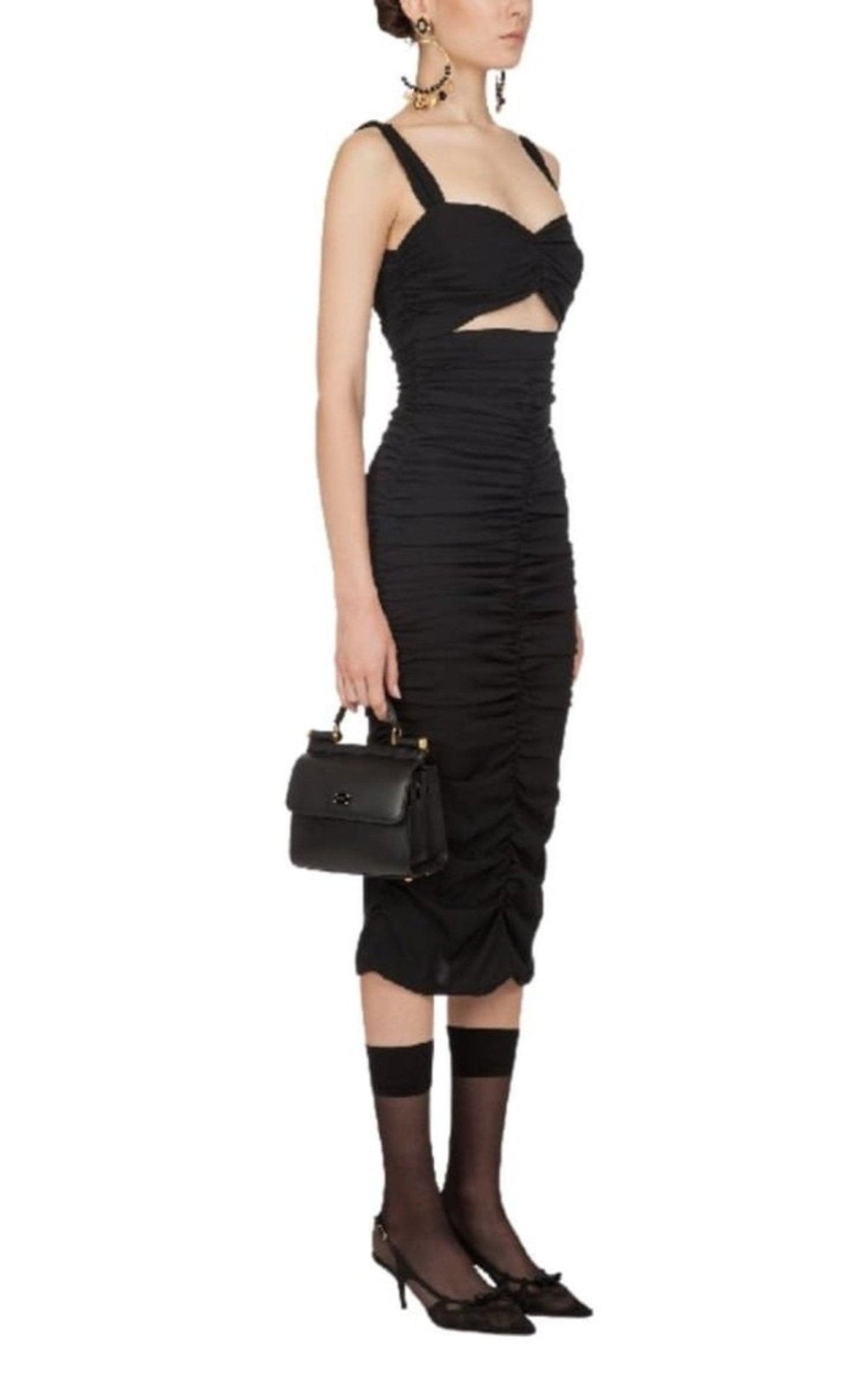 Dolce & Gabbana Ruched Stretch Silk Charmeuse Midi Dress - Runway Catalog