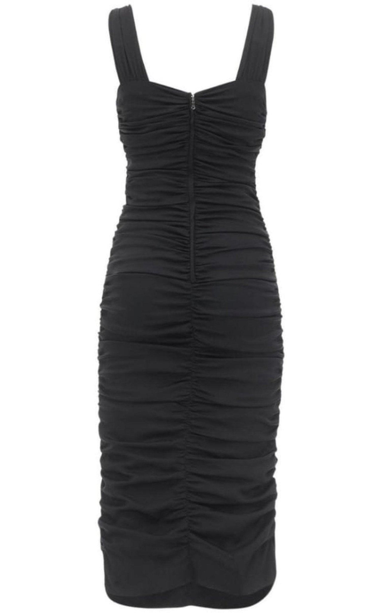 Dolce & Gabbana Ruched Stretch Silk Charmeuse Midi Dress - Runway Catalog