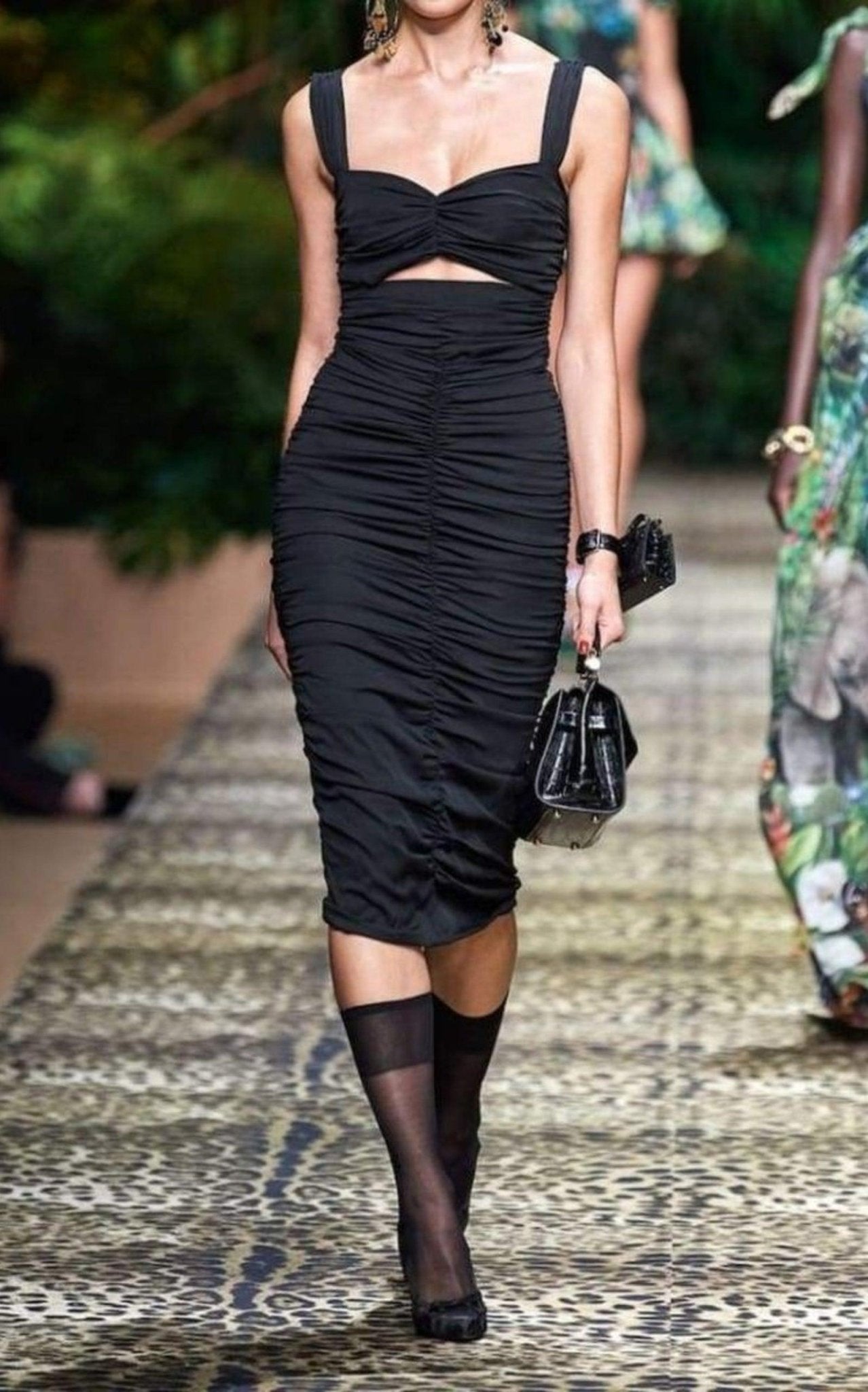 Dolce & Gabbana Ruched Stretch Silk Charmeuse Midi Dress - Runway Catalog