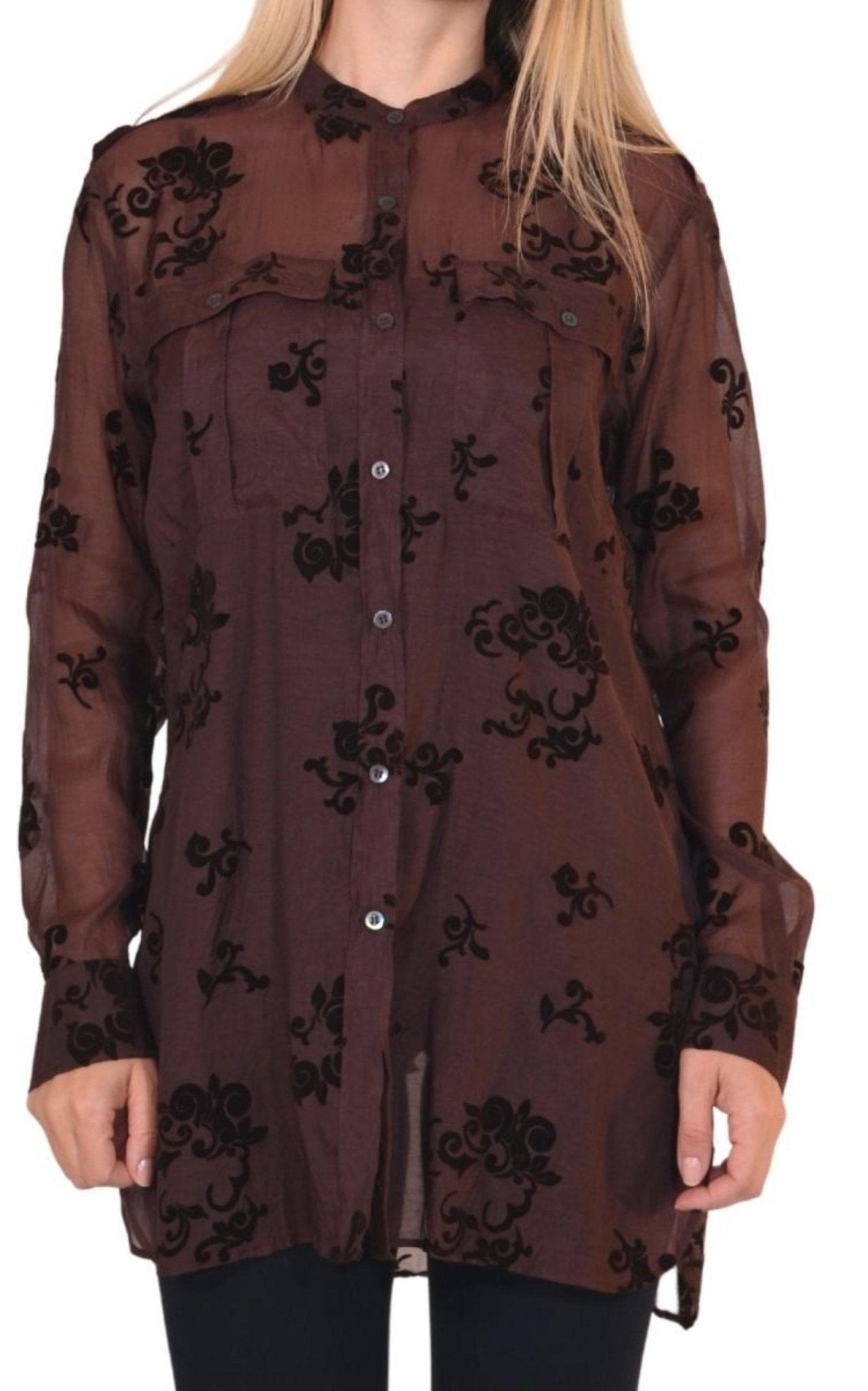 Dries Van Noten Burgundy Floral Silk Blend Shirt - Runway Catalog