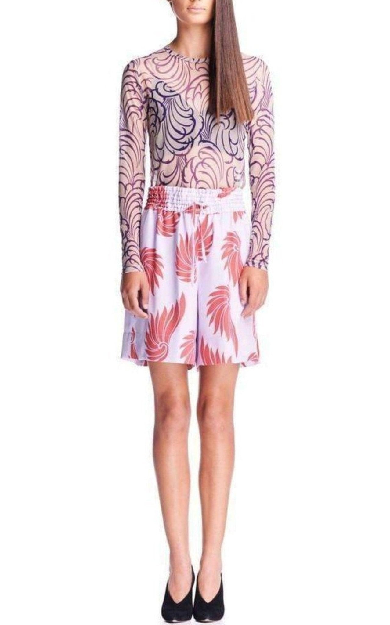 Dries Van Noten Feather Printed Shorts - Runway Catalog