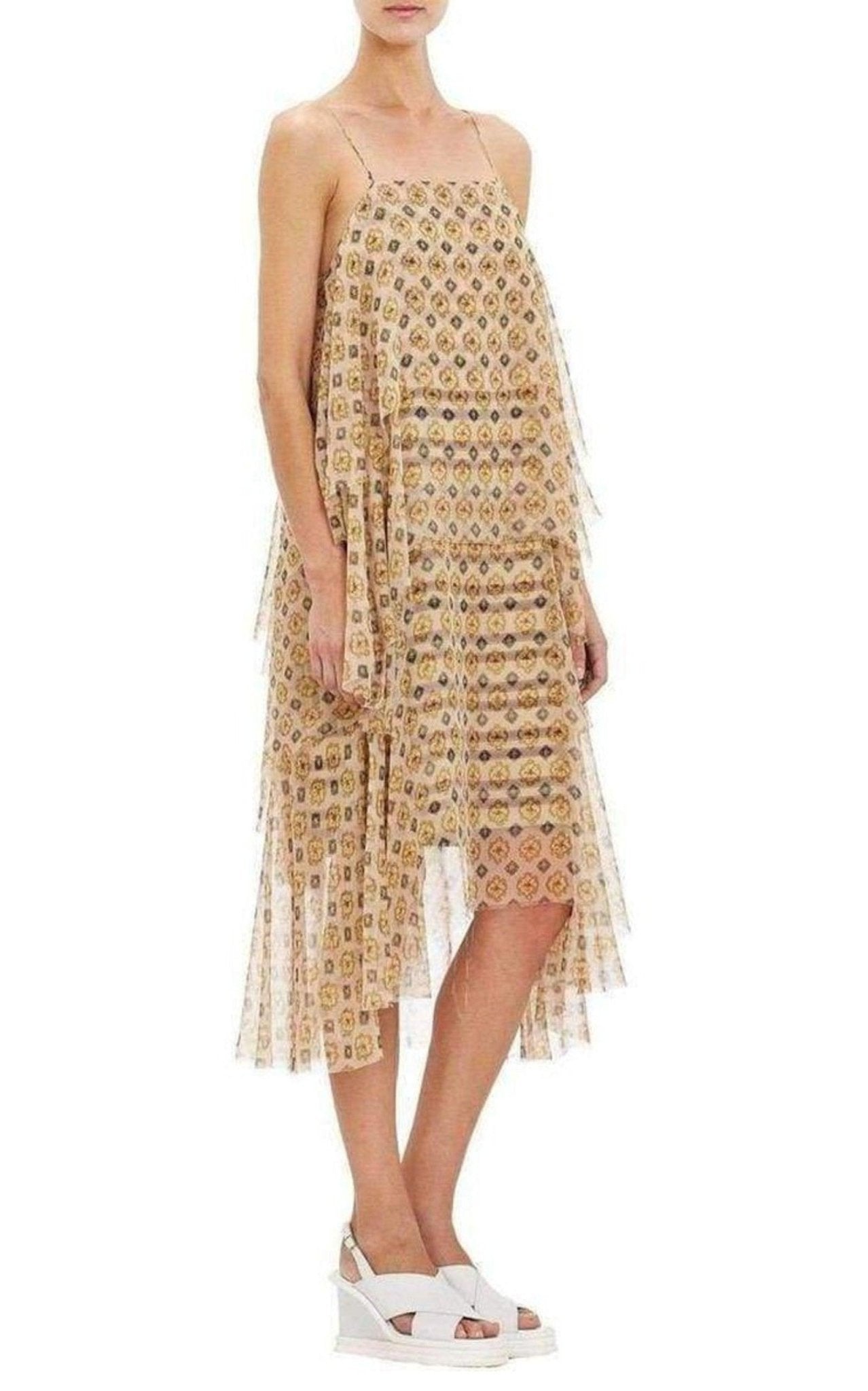 Dries Van Noten Tiered Chiffon Slip Silk Dress - Runway Catalog