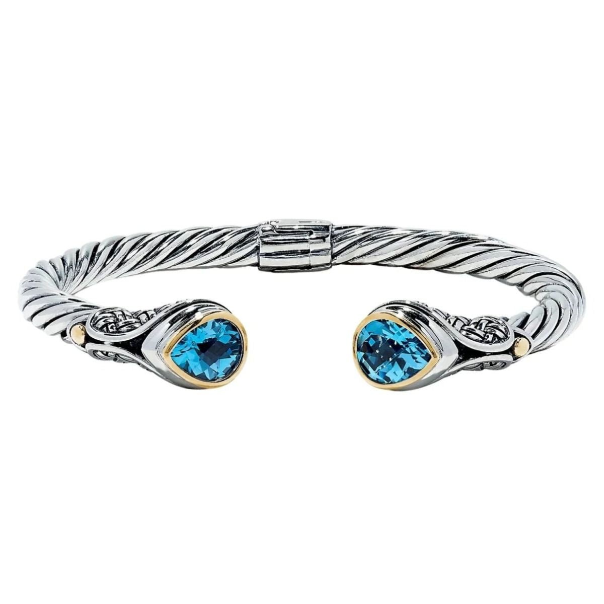 Effy Armreif aus 925er Sterlingsilber und 18 Karat Gold mit blauem Topas, 5,20 Karat Gesamtgewicht – Runway-Katalog