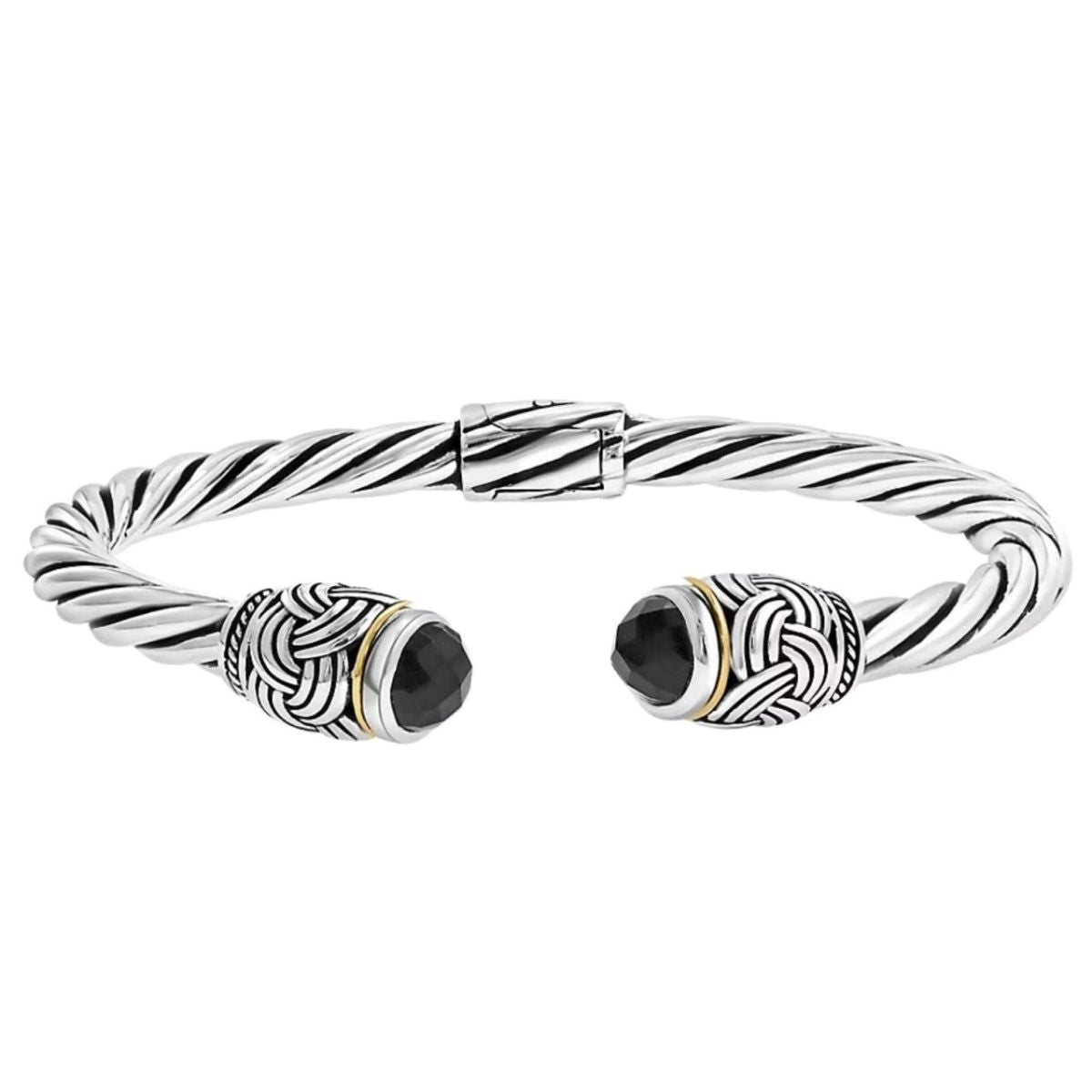 Effy Effy Armreif aus Sterlingsilber, 18 Karat Gelbgold und Onyx – Runway-Katalog