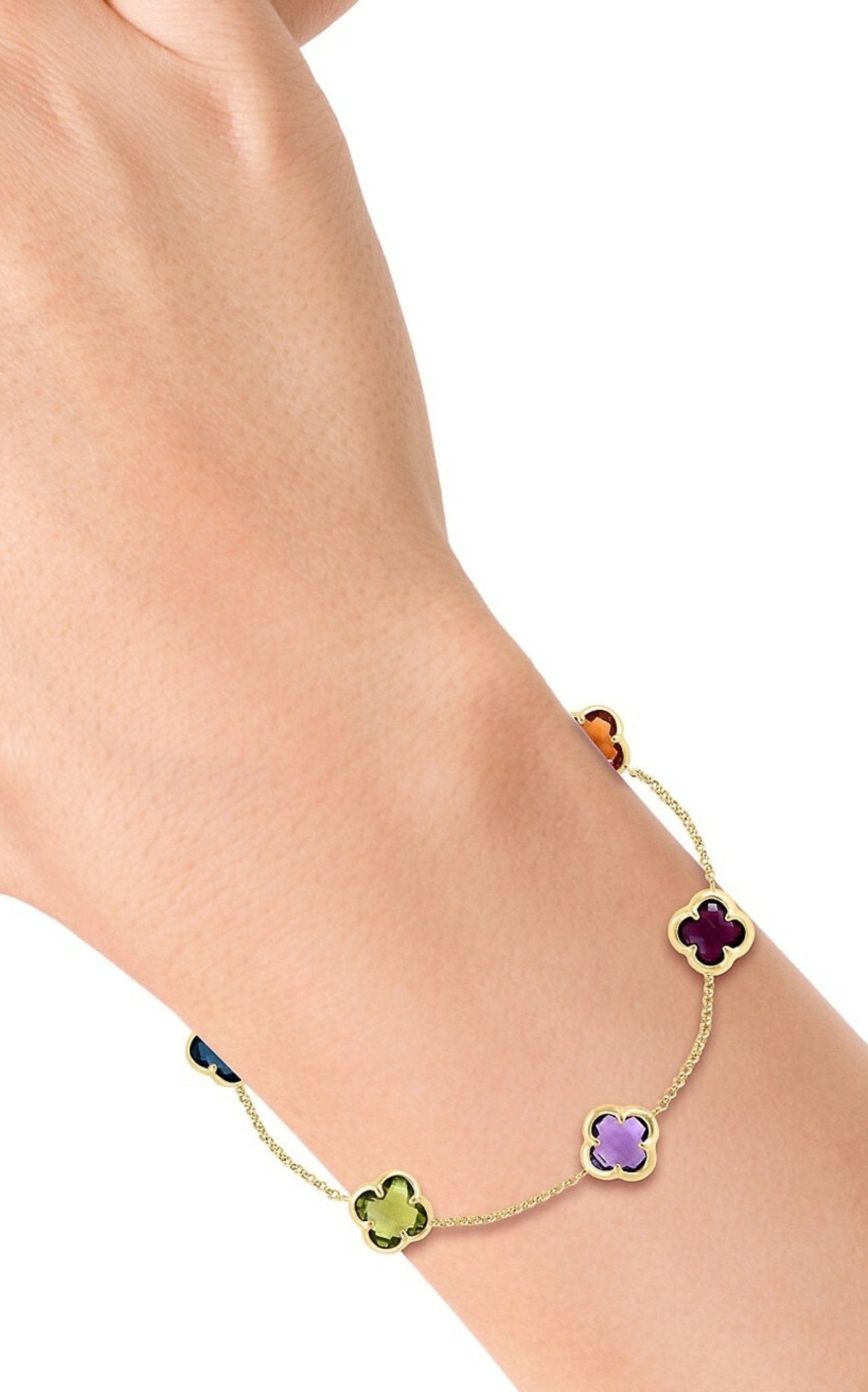 Effy Multi – Edelstein-Kleeblatt-Gliederarmband (6 – 3/4 Karat Gesamtgewicht) aus 14 Karat Gold – Runway-Katalog