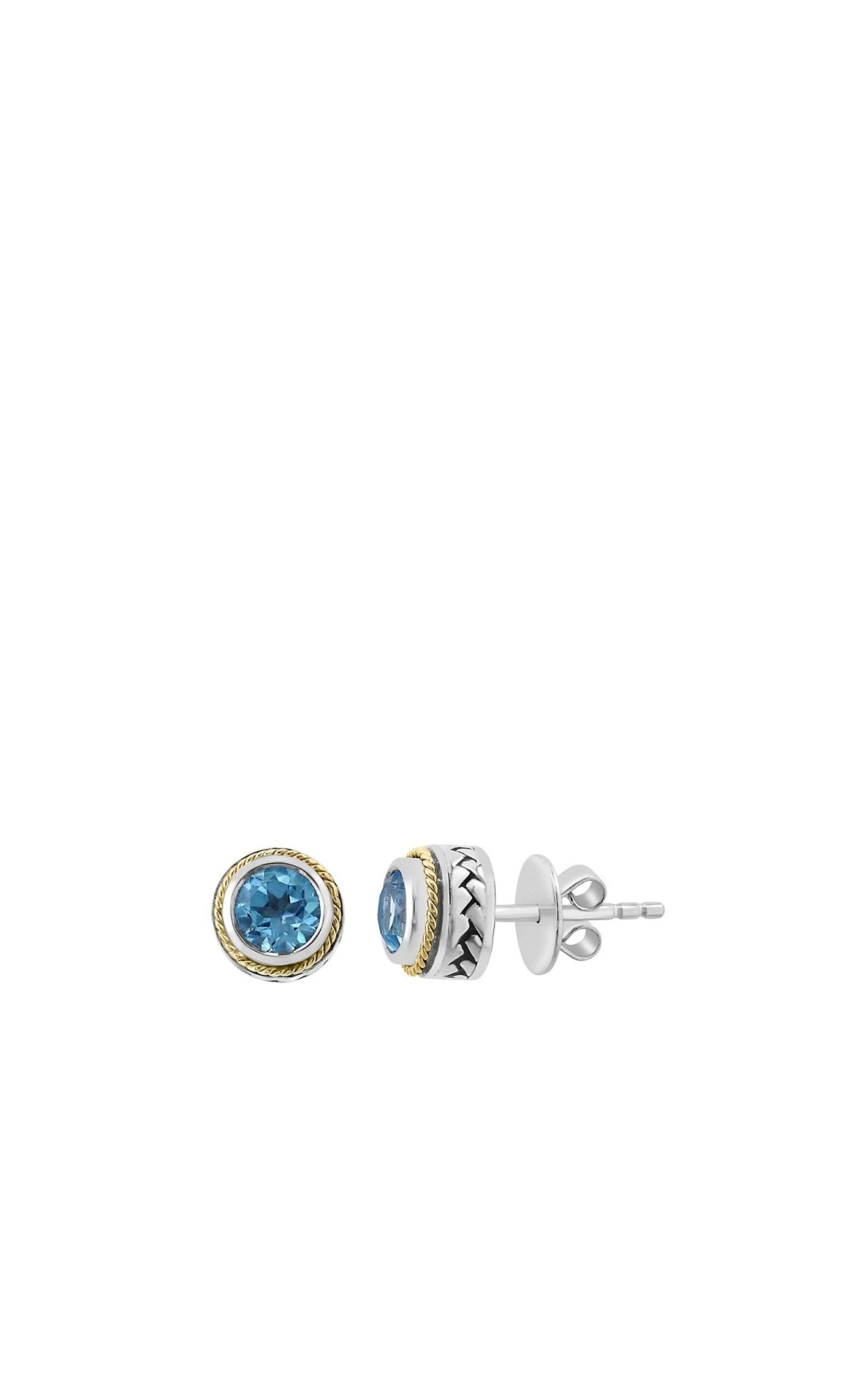 Effy Sterling Silver, 18K Yellow Gold & Blue Topaz Stud Earrings - Runway Catalog