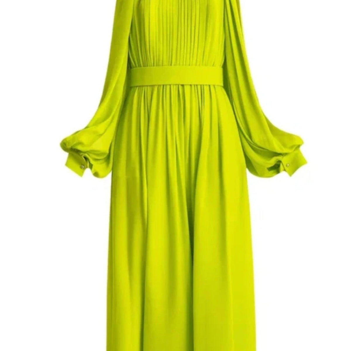 Elie Saab Lime Green Silk Evening Dress