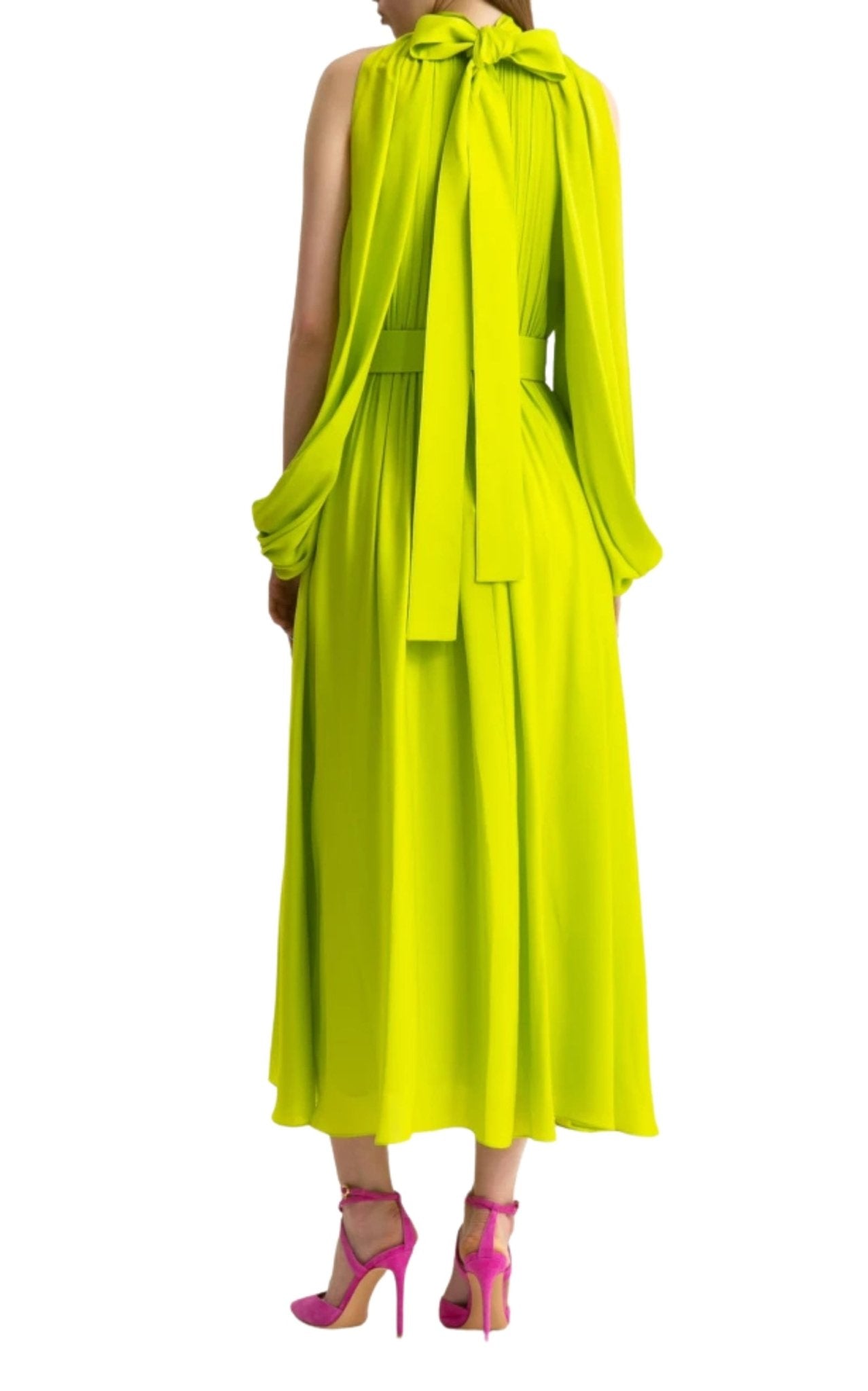 Elie Saab Lime Green Silk Dress - Runway Catalog