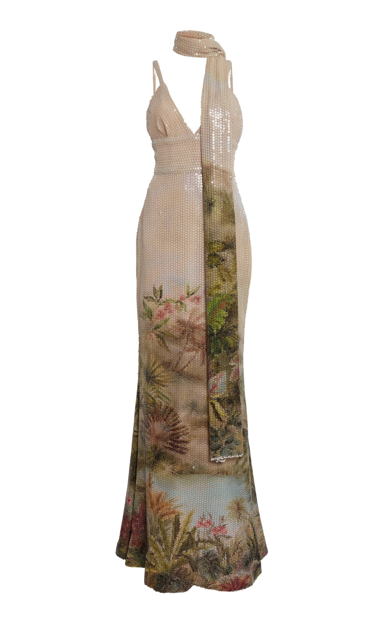 Elie Saab Oasis sequin printed mermaid evening gown with open back 5