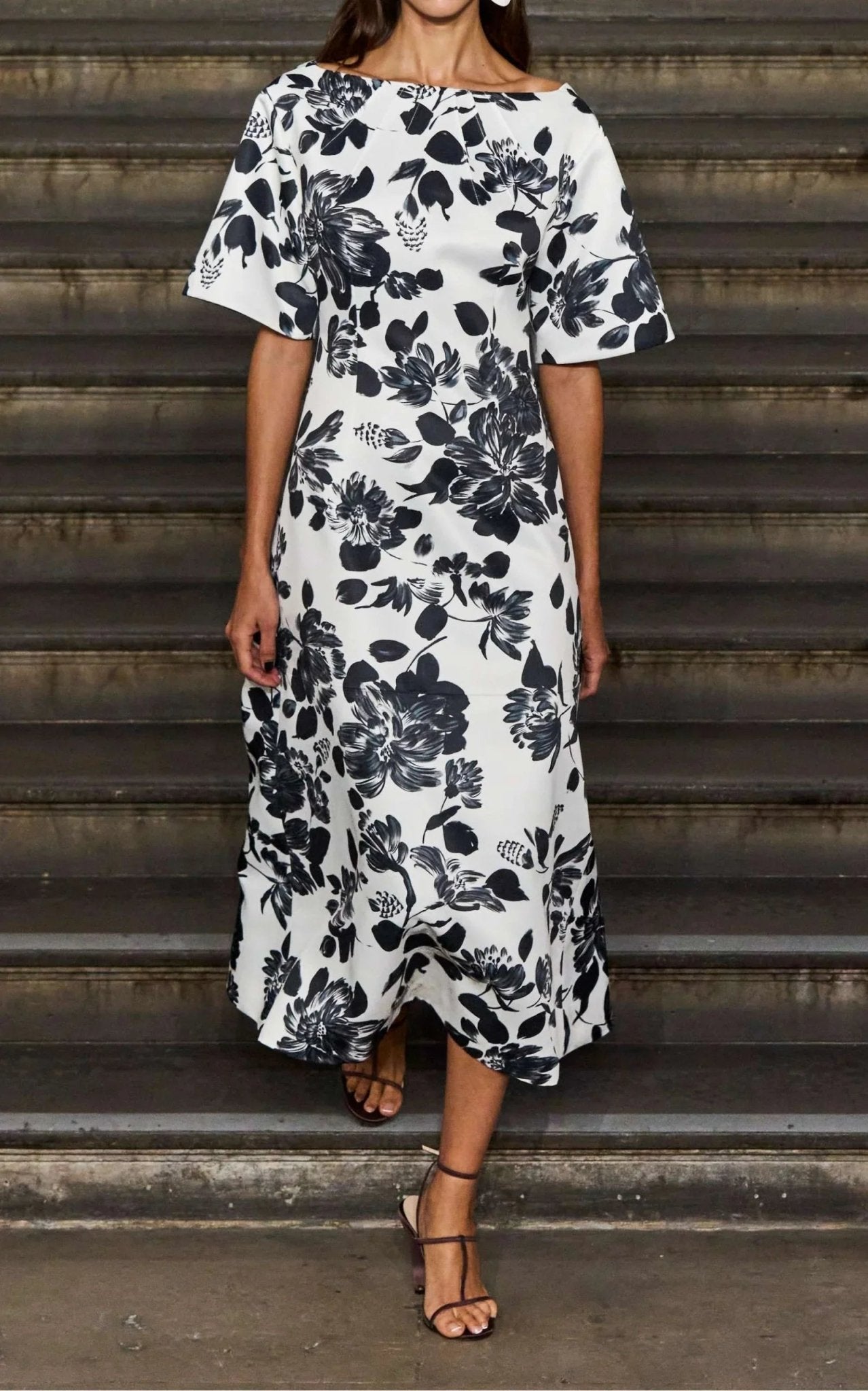 EMILIA WICKSTEAD Kora Floral - Robe midi en sergé imprimé - Catalogue Runway