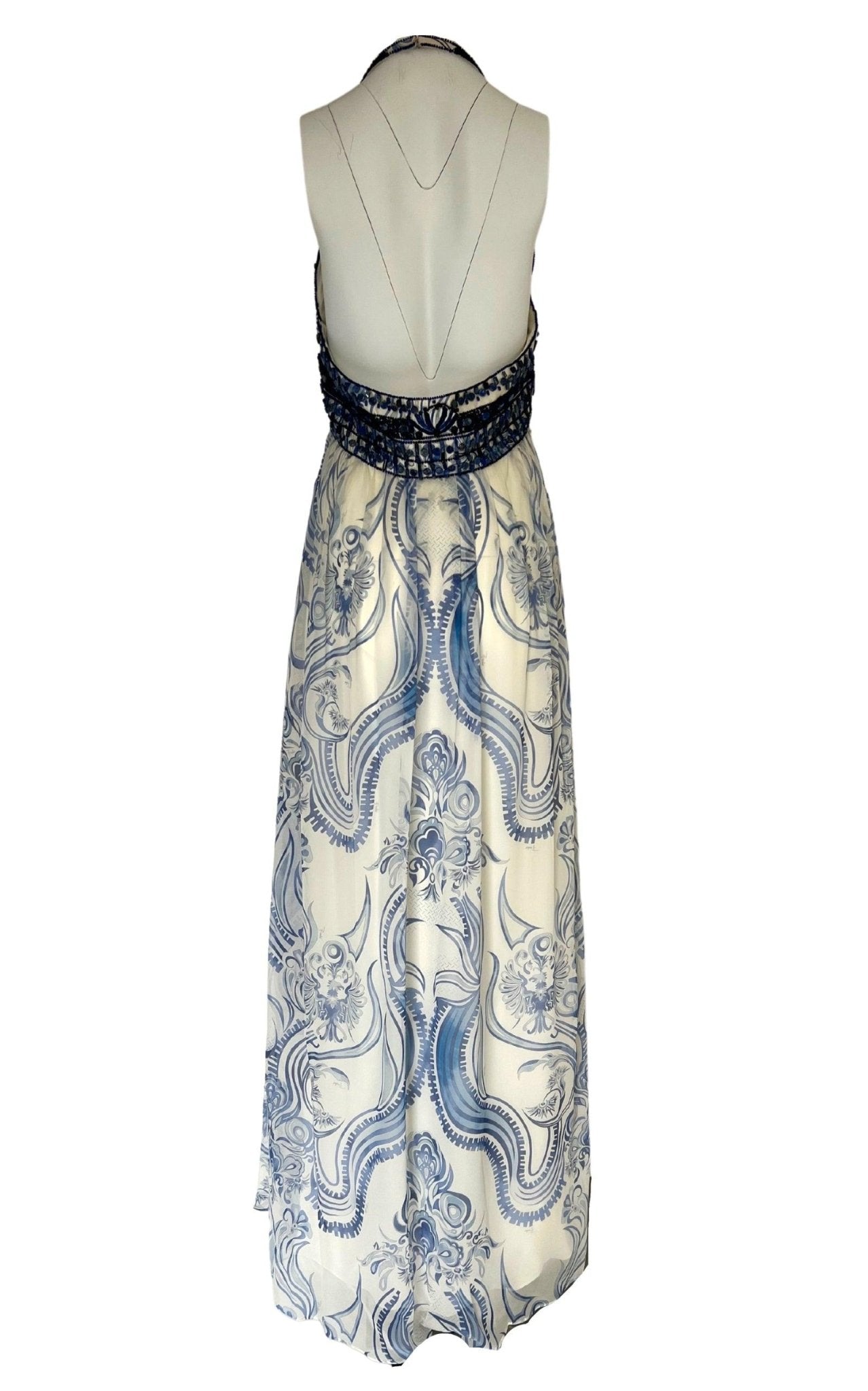 Robe longue dos nu en soie Lazurite délavée Emilio Pucci Greek - Catalogue défilé