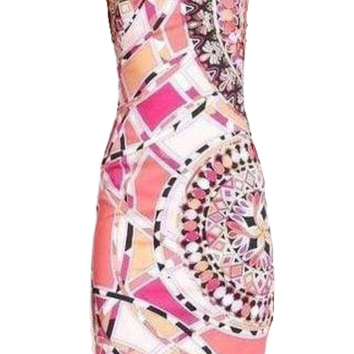 Emilio Pucci Pink Sleeveless Signature Print Sheath Cotton Dress