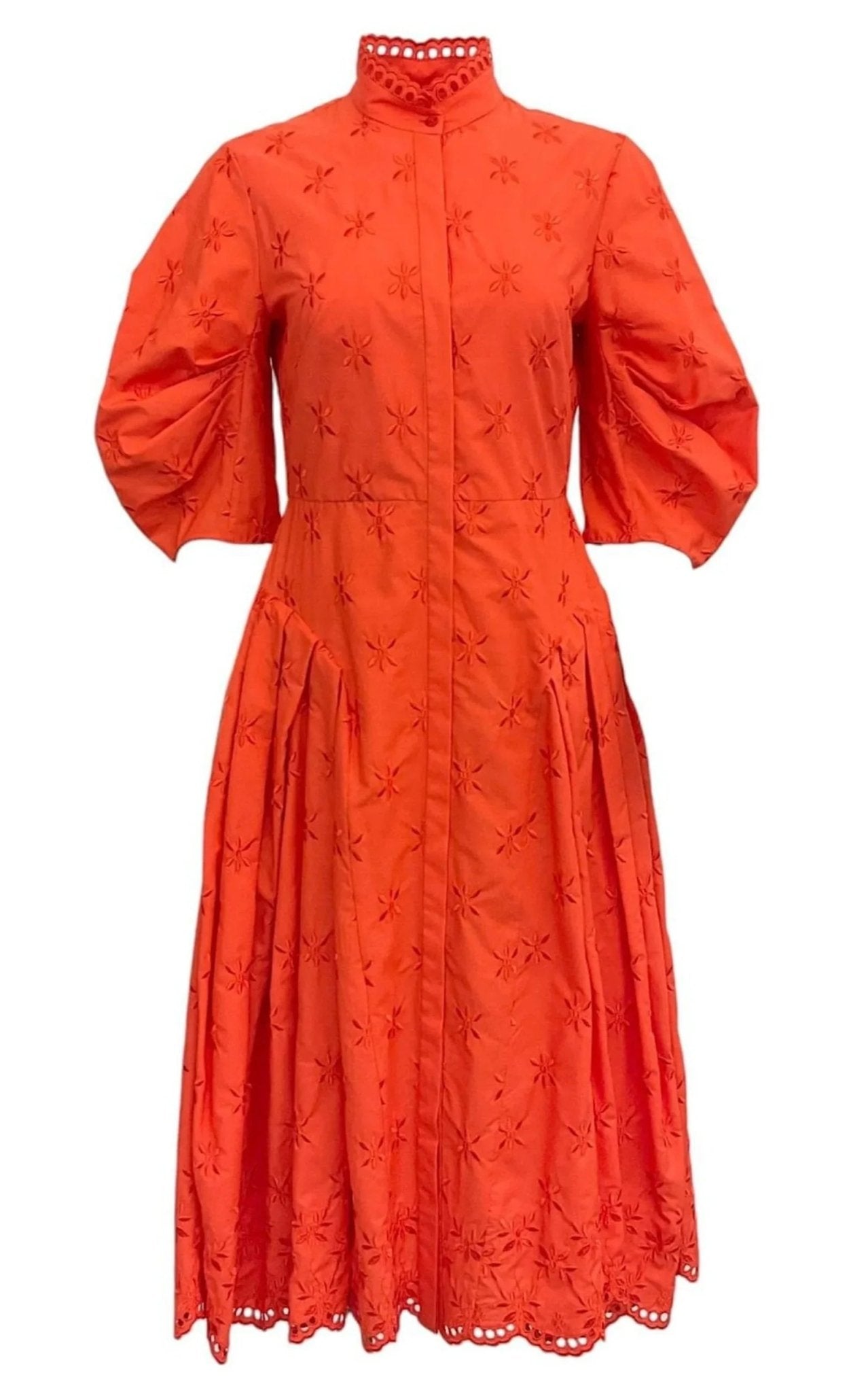 Robe midi en popeline brodée anglaise Erdem Zelda - Catalogue Runway