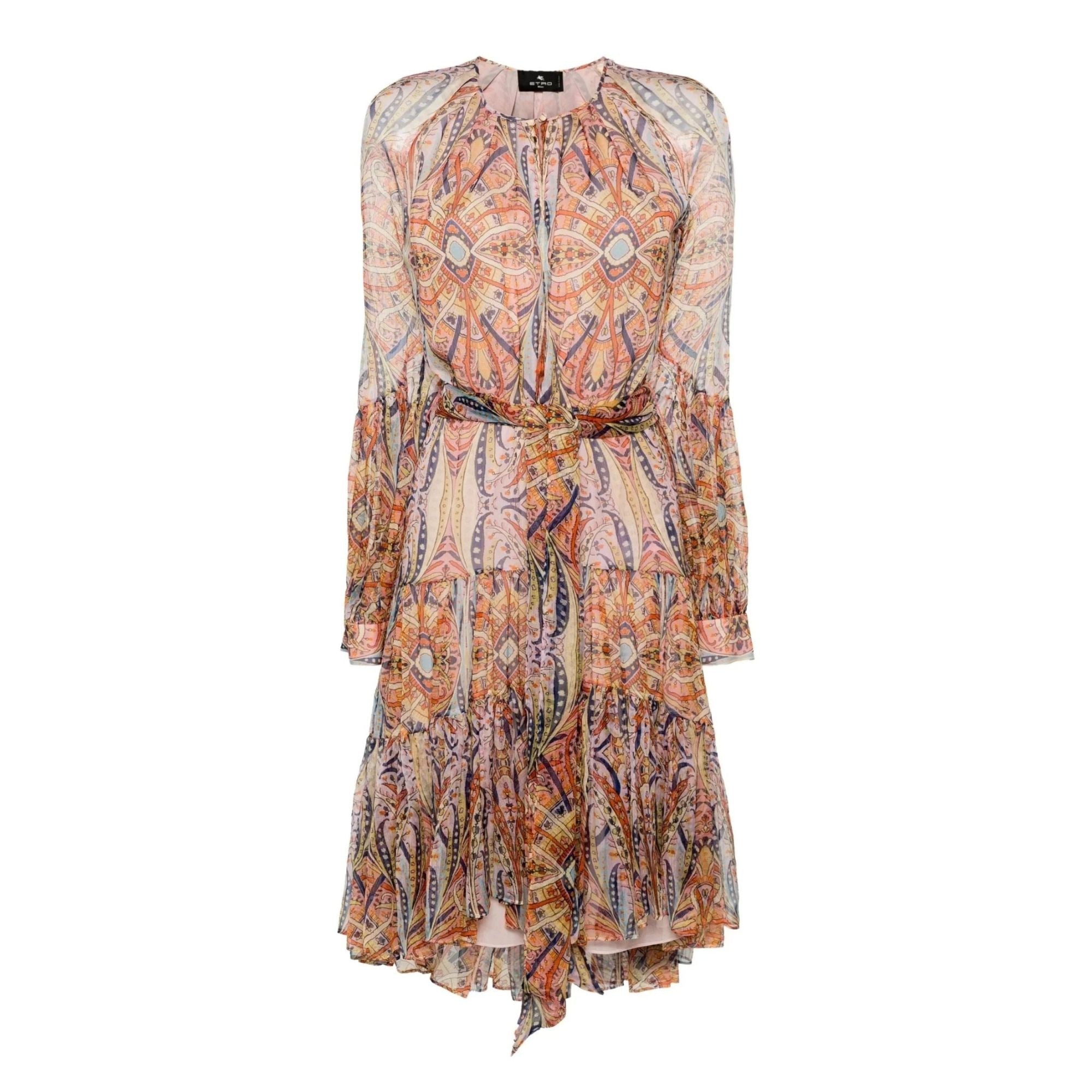 Etro Silk Graphic Print Tiered Dress - Runway Catalog