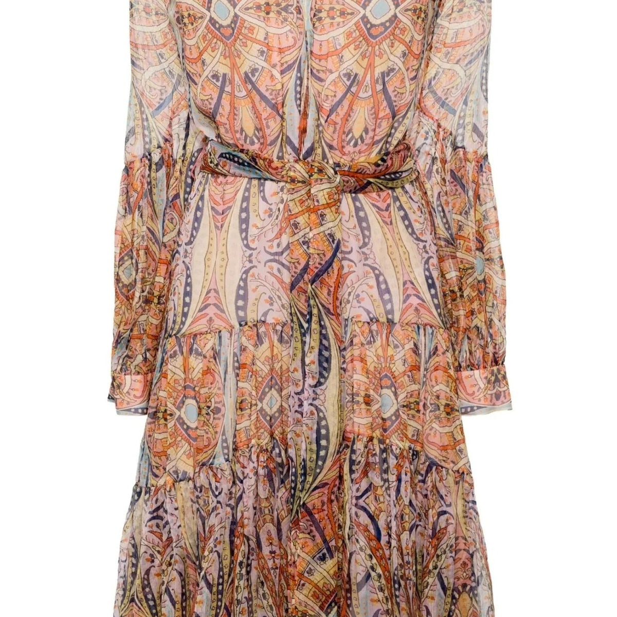 Etro Silk Graphic Print Tiered Dress