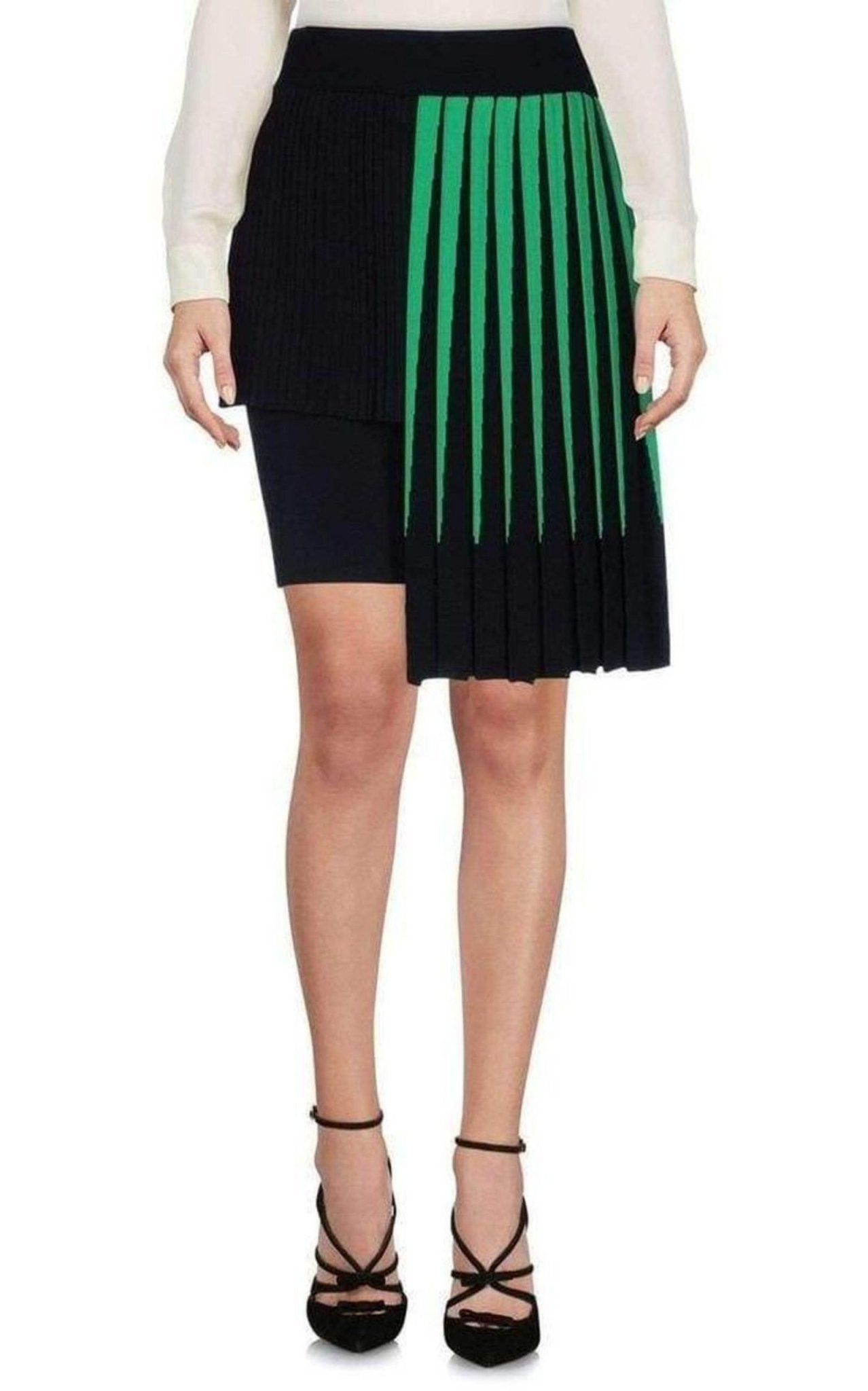 Fausto Puglisi Green Pleated Asymmetrical Skirt - Runway Catalog