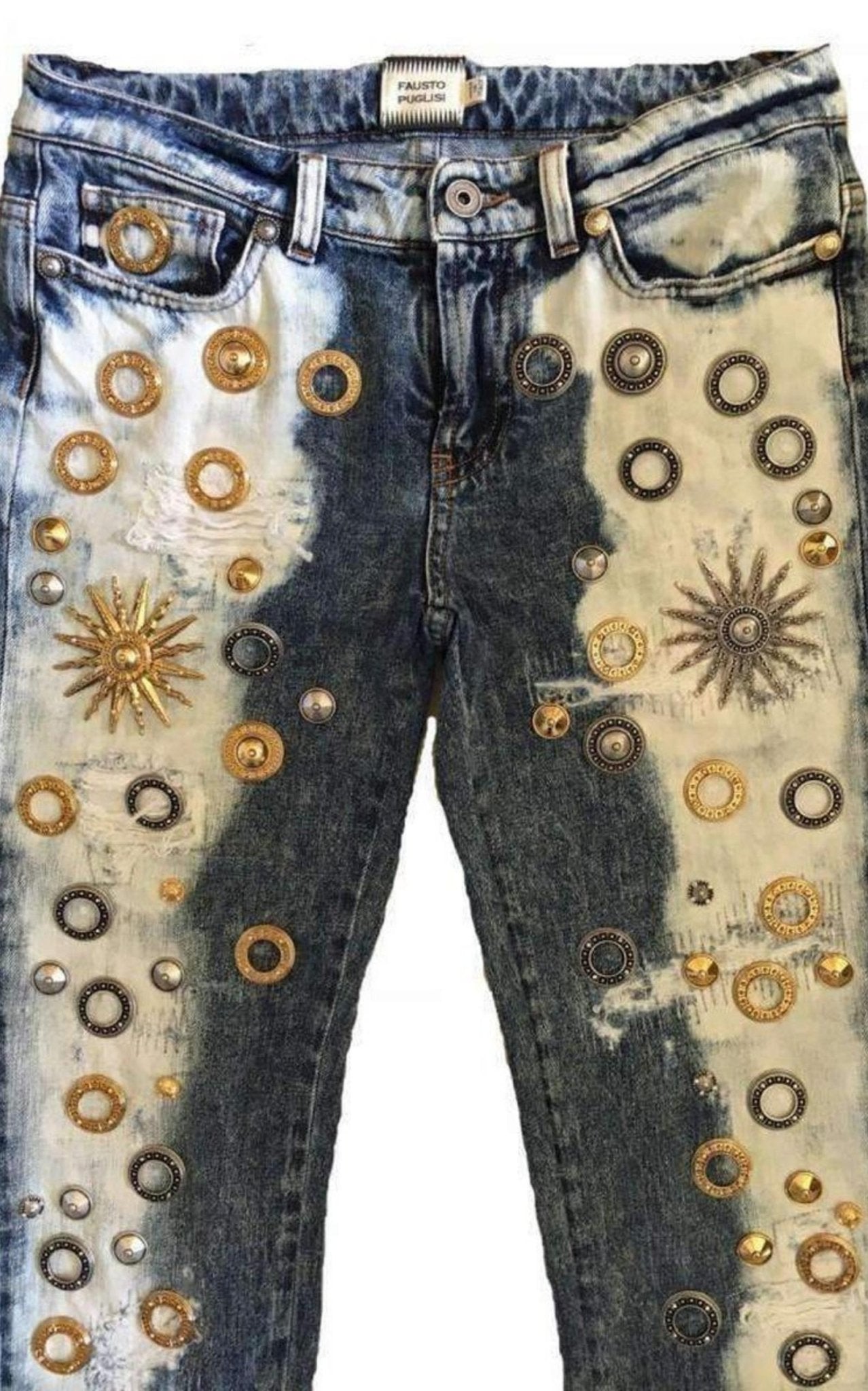 Fausto Puglisi Skinny Metal Embellishment Jeans - Runway Catalog