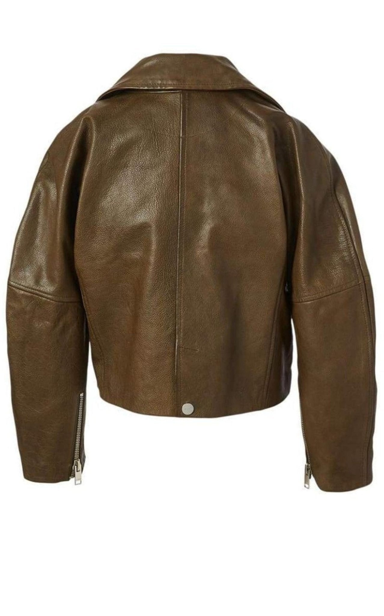 Ganni Leder-Bikerjacke in verkürzter Länge – Laufsteg-Katalog