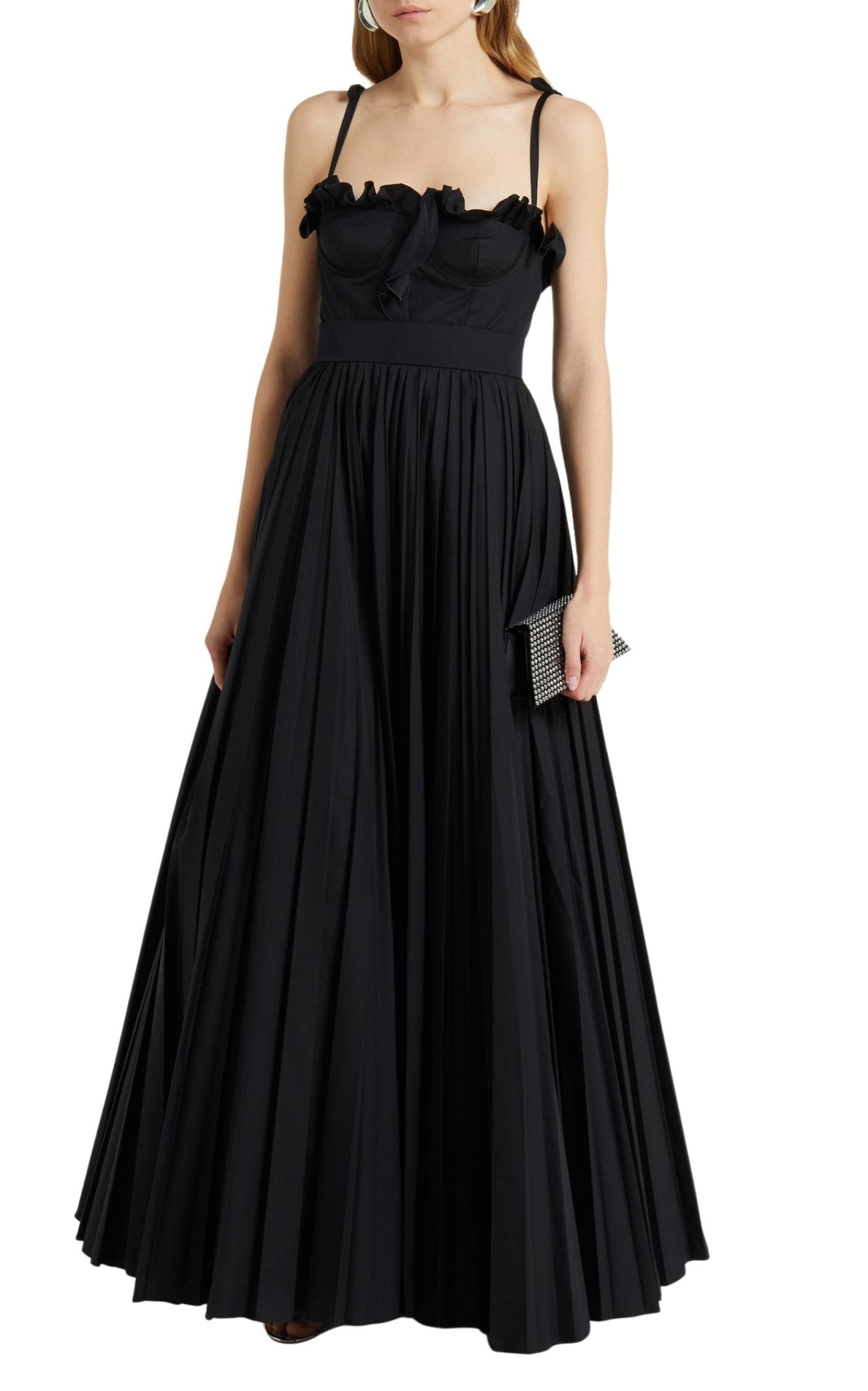 Giambattista Valli Ruched Ruffled Black Cotton Gown - Runway Catalog