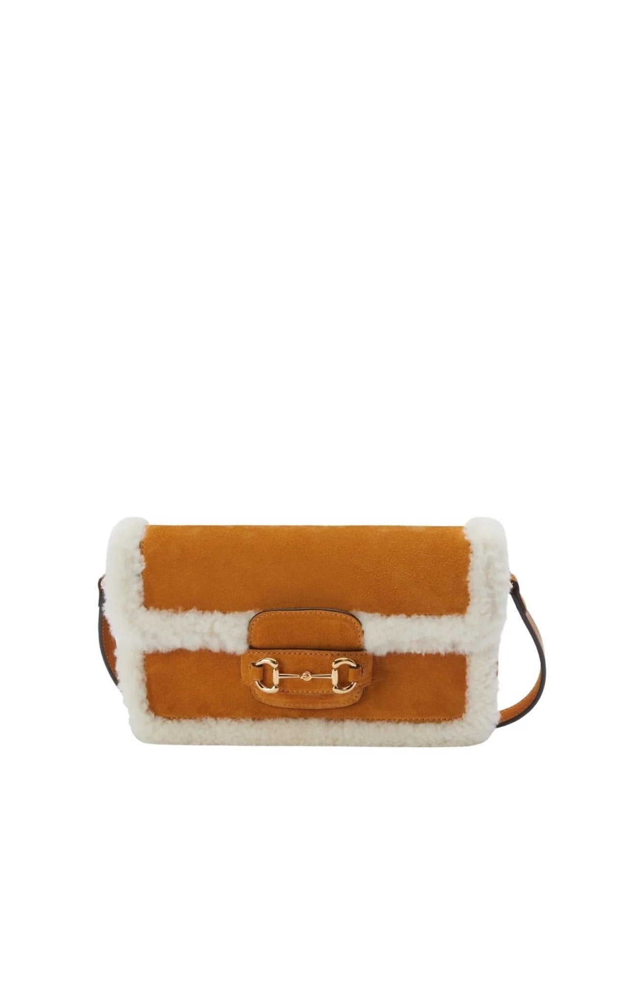 Gucci 1955 Horsebit Suede Tote Bag with Shearling - Trim - Runway Catalog