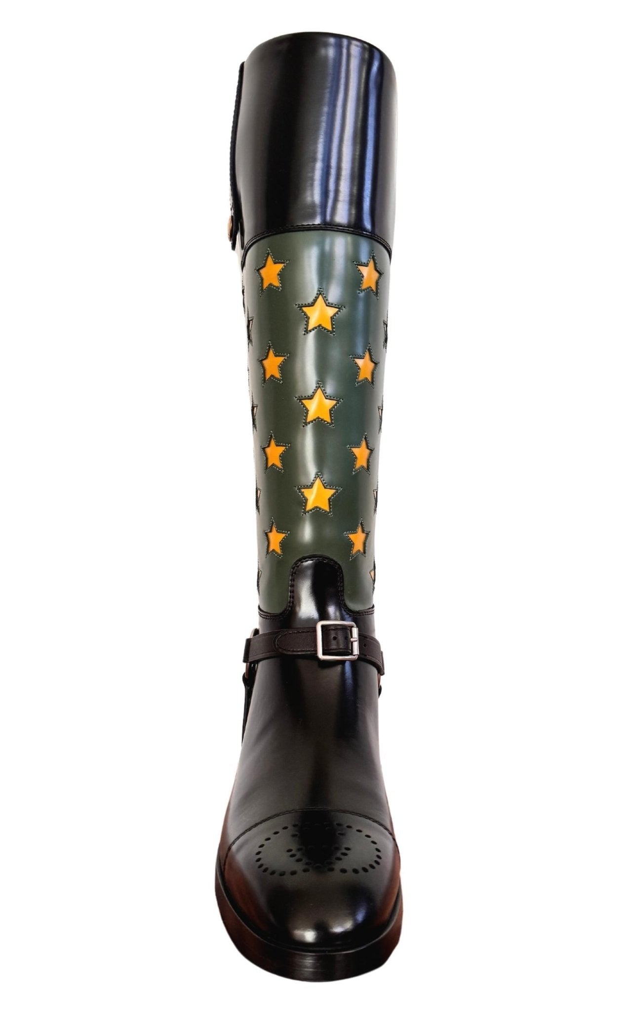 Gucci Abstract Art Pop Leather Riding Boot - Runway Catalog