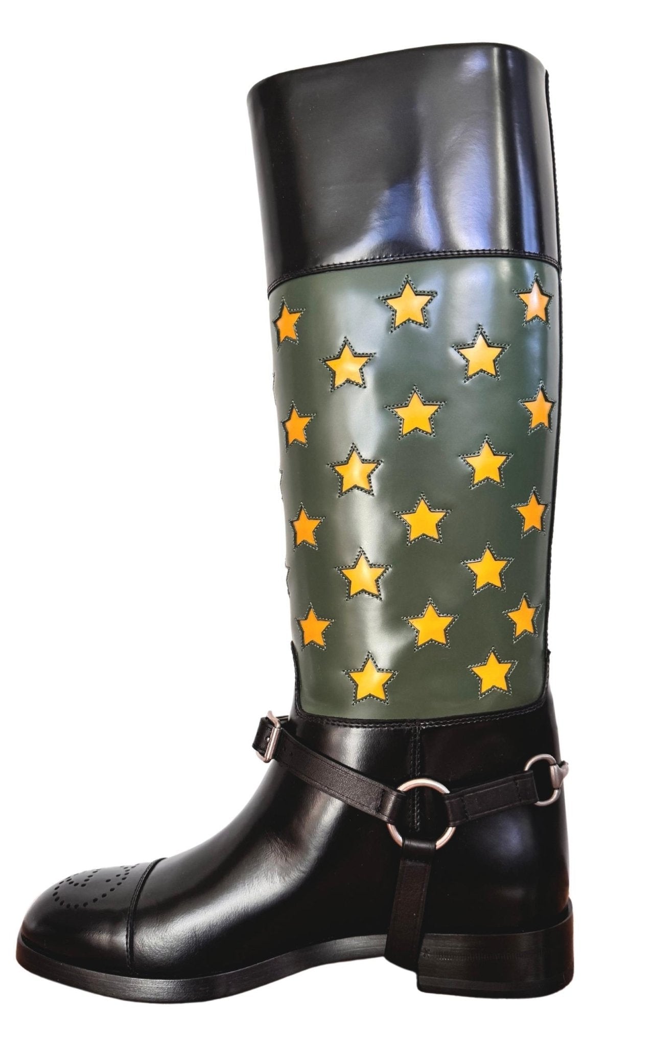 Gucci Abstract Art Pop Leather Riding Boot - Runway Catalog