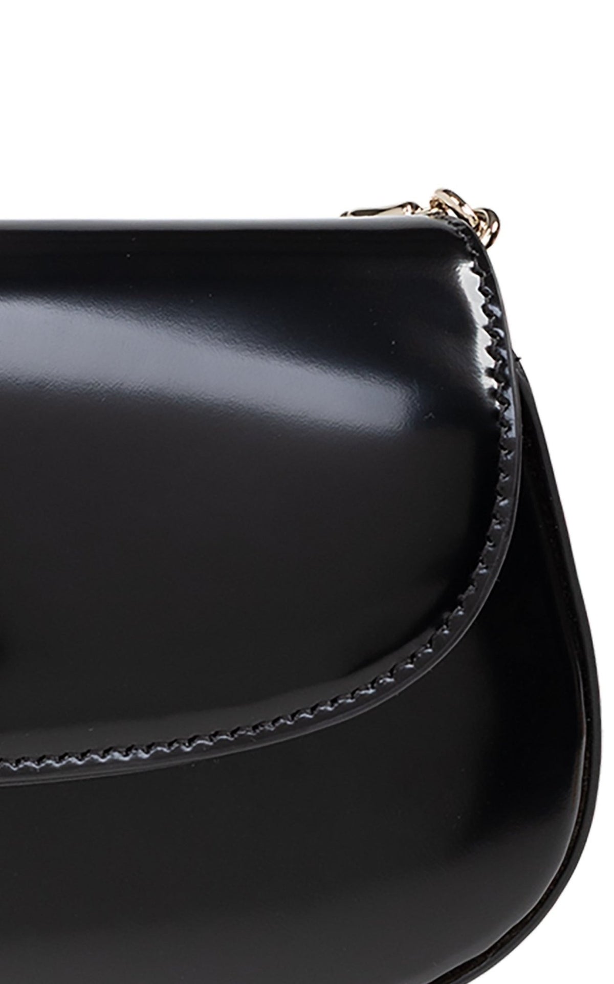 Gucci Bamboo Night small black shiny leather shoulder bag with bamboo closure and chain strap