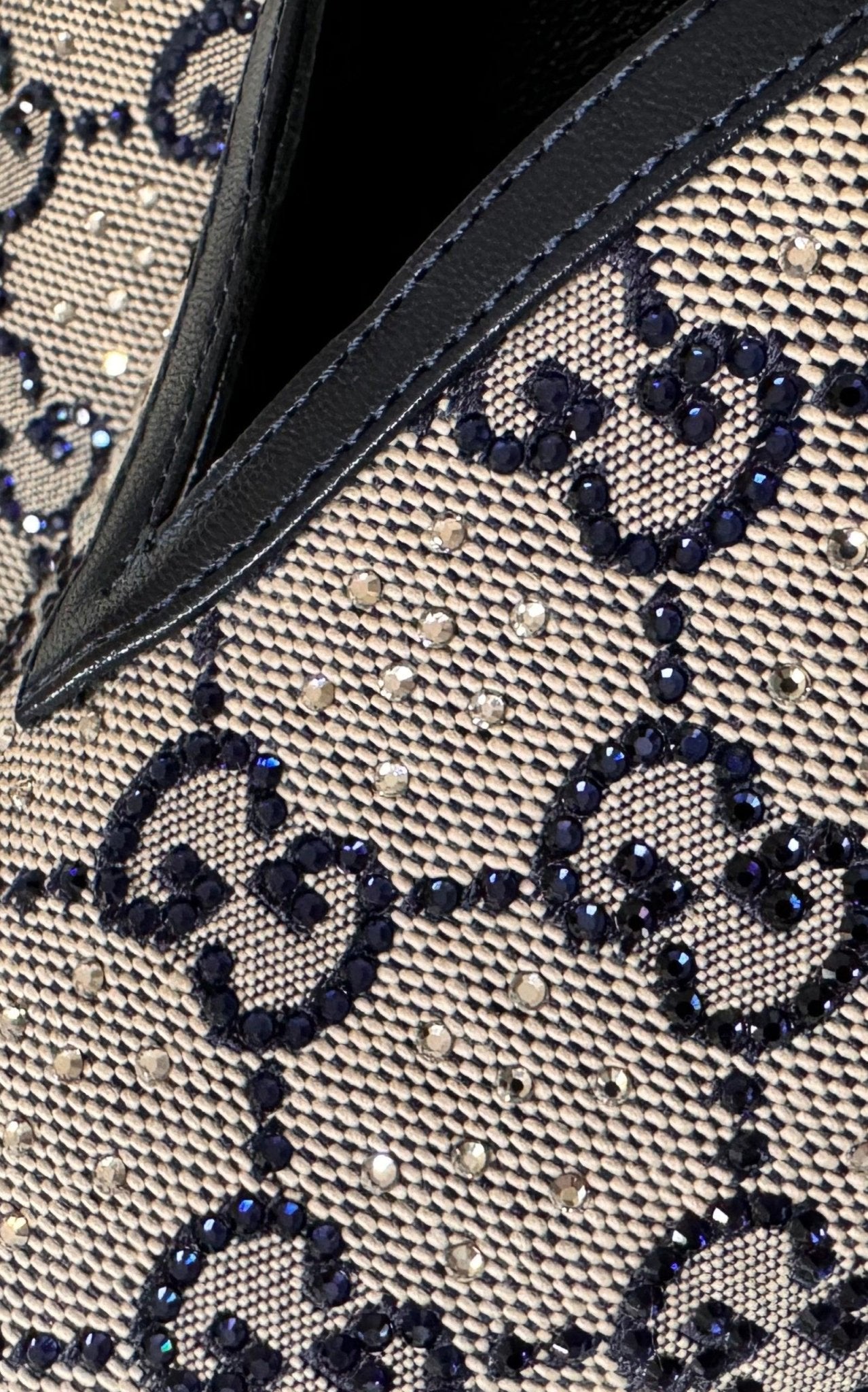 Gucci Beige GG Supreme Canvas Crystal Embellishment Mules - Runway Catalog