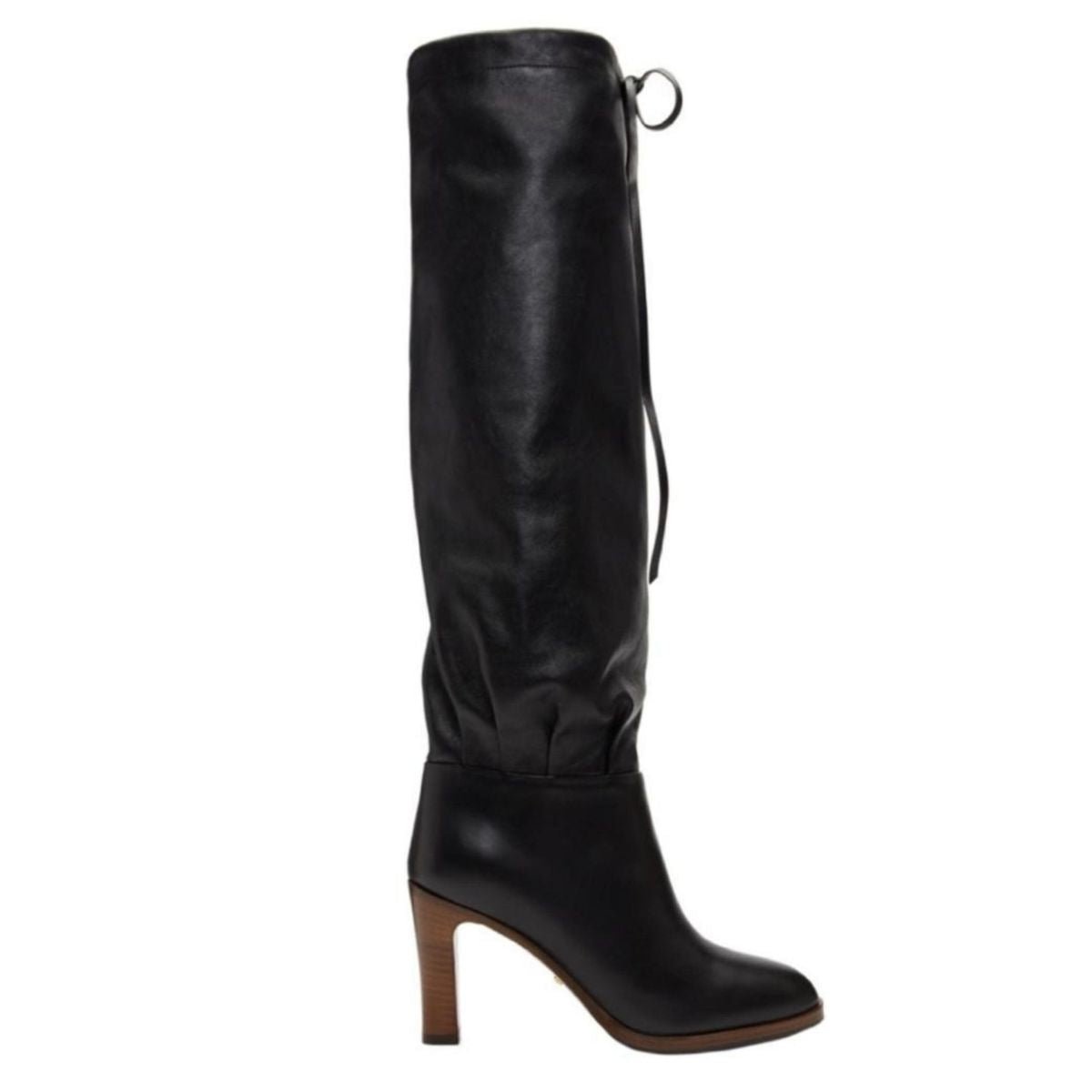 Gucci Black Leather Boots up to the Knee with Mid - heel - Runway Catalog