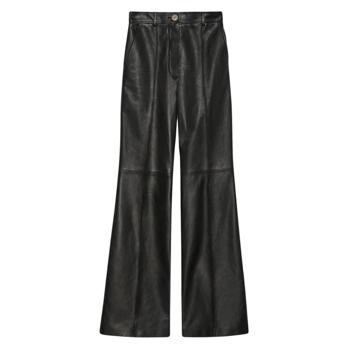 Gucci Black Plonge Leather Flare Trousers - Runway Catalog
