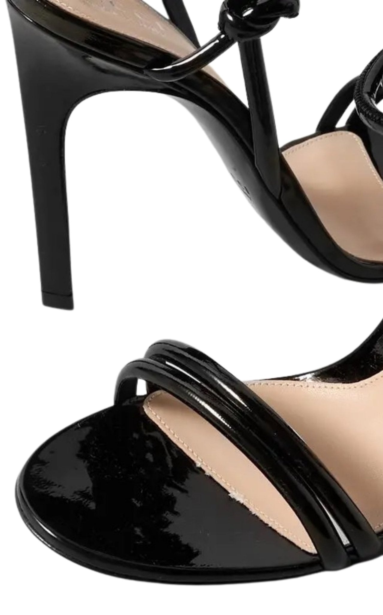 Gucci Black Strappy Patent Leather Sandals with Knot Detail