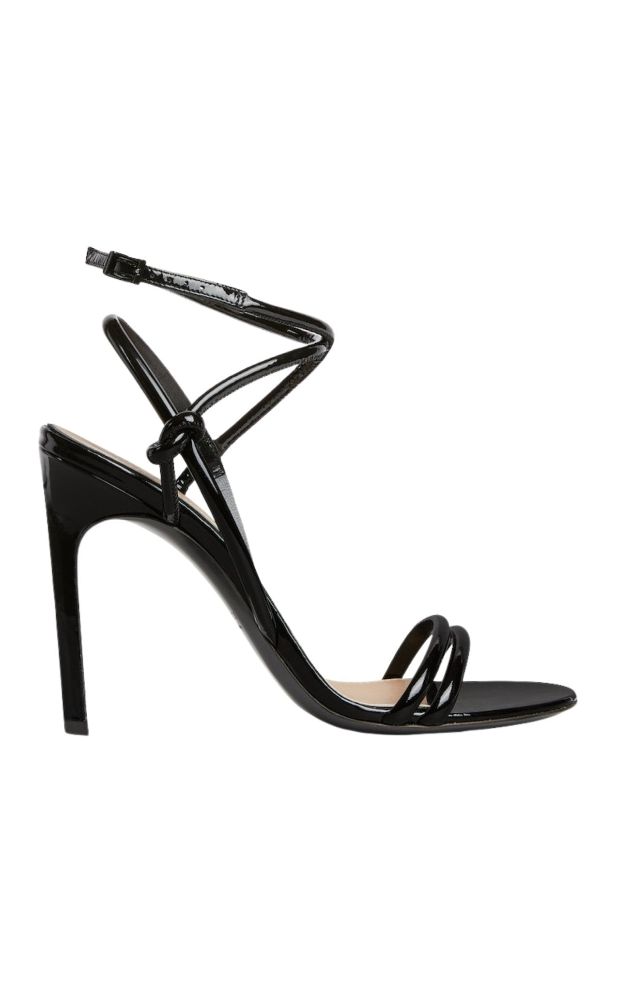Gucci Black Strappy Patent Leather Sandals with Knot Detail
