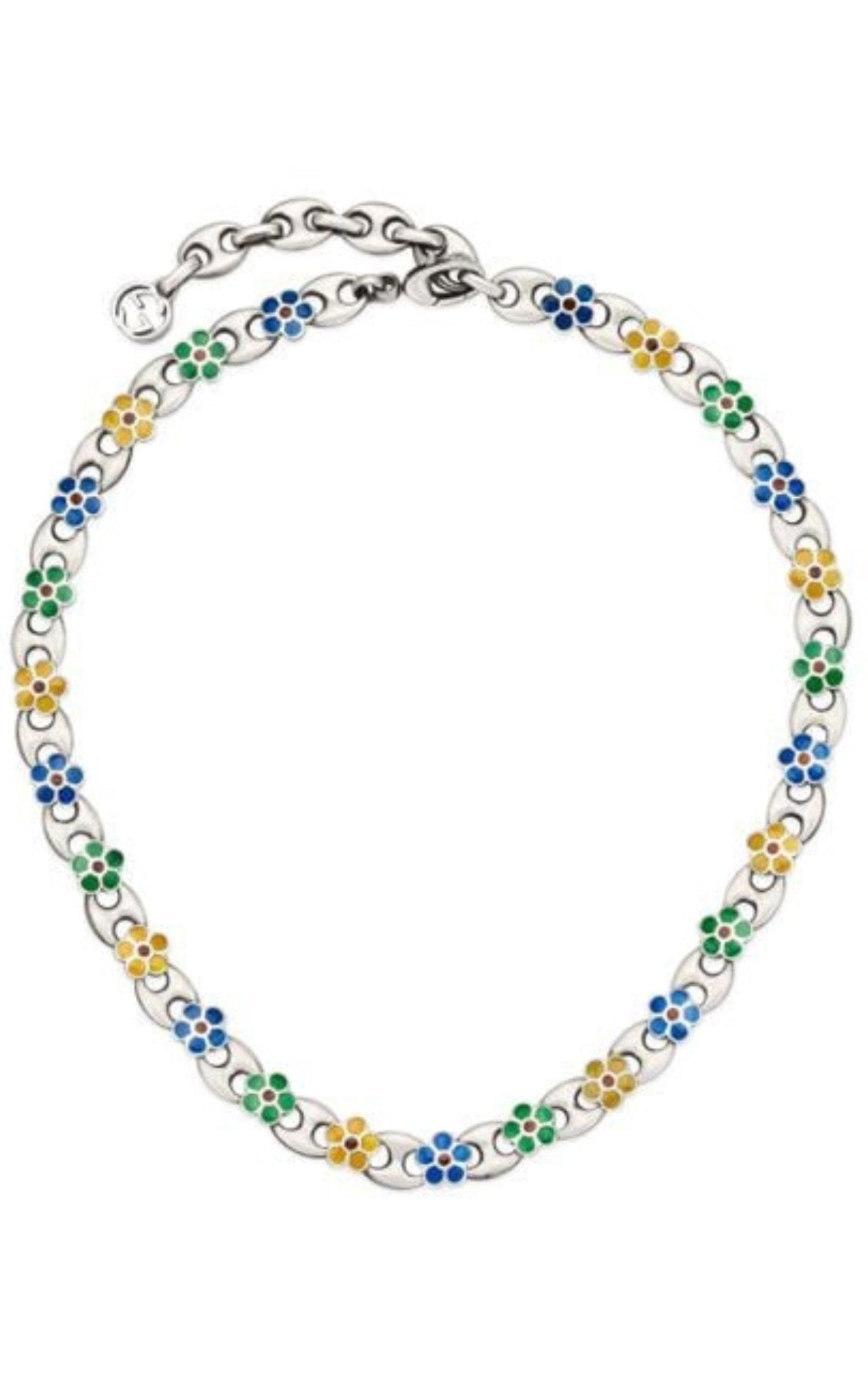 Gucci Blue Enamel Flower Necklace - Runway Catalog